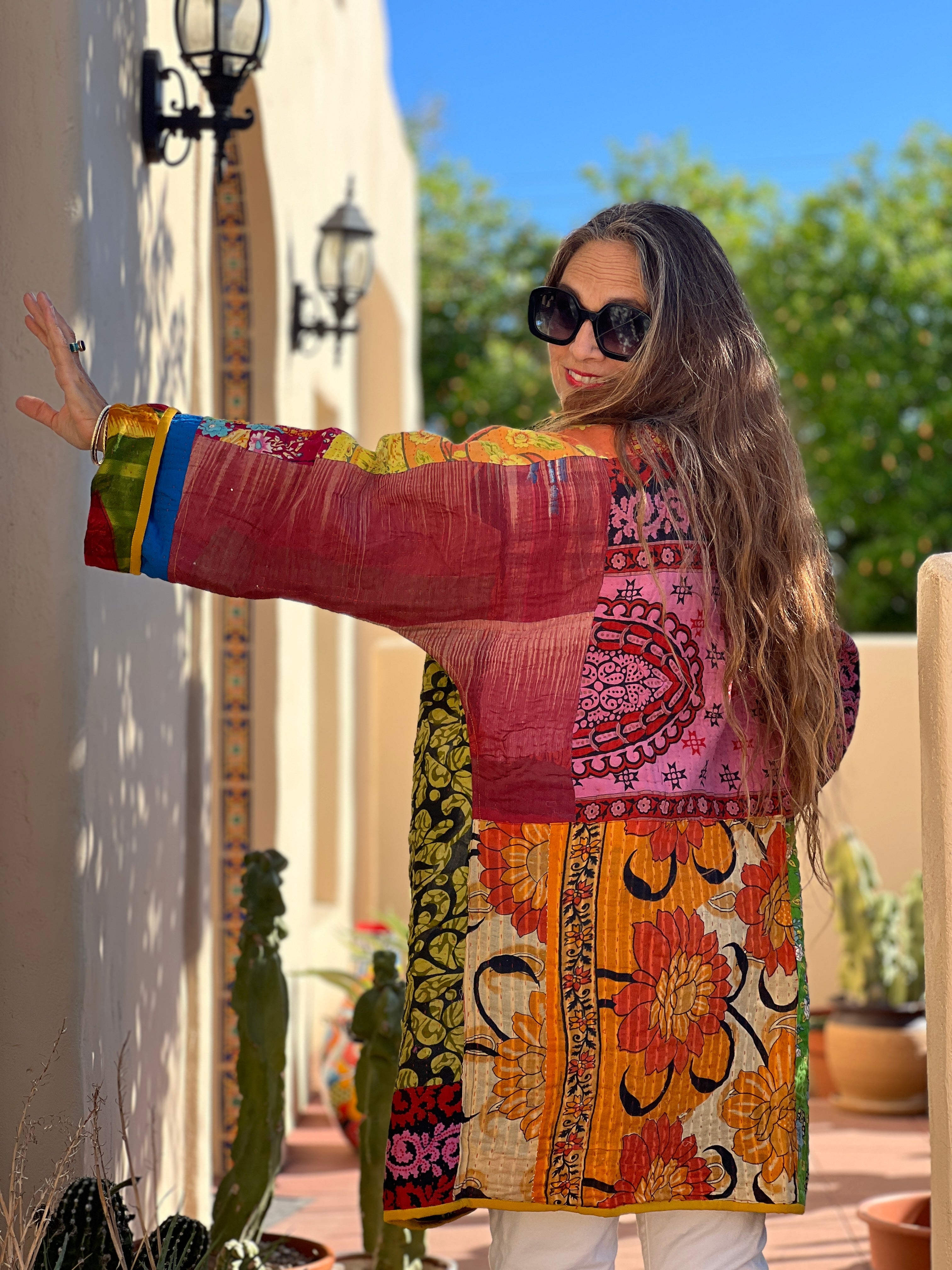 Rangin Cotton Kantha Coat One of a Kind