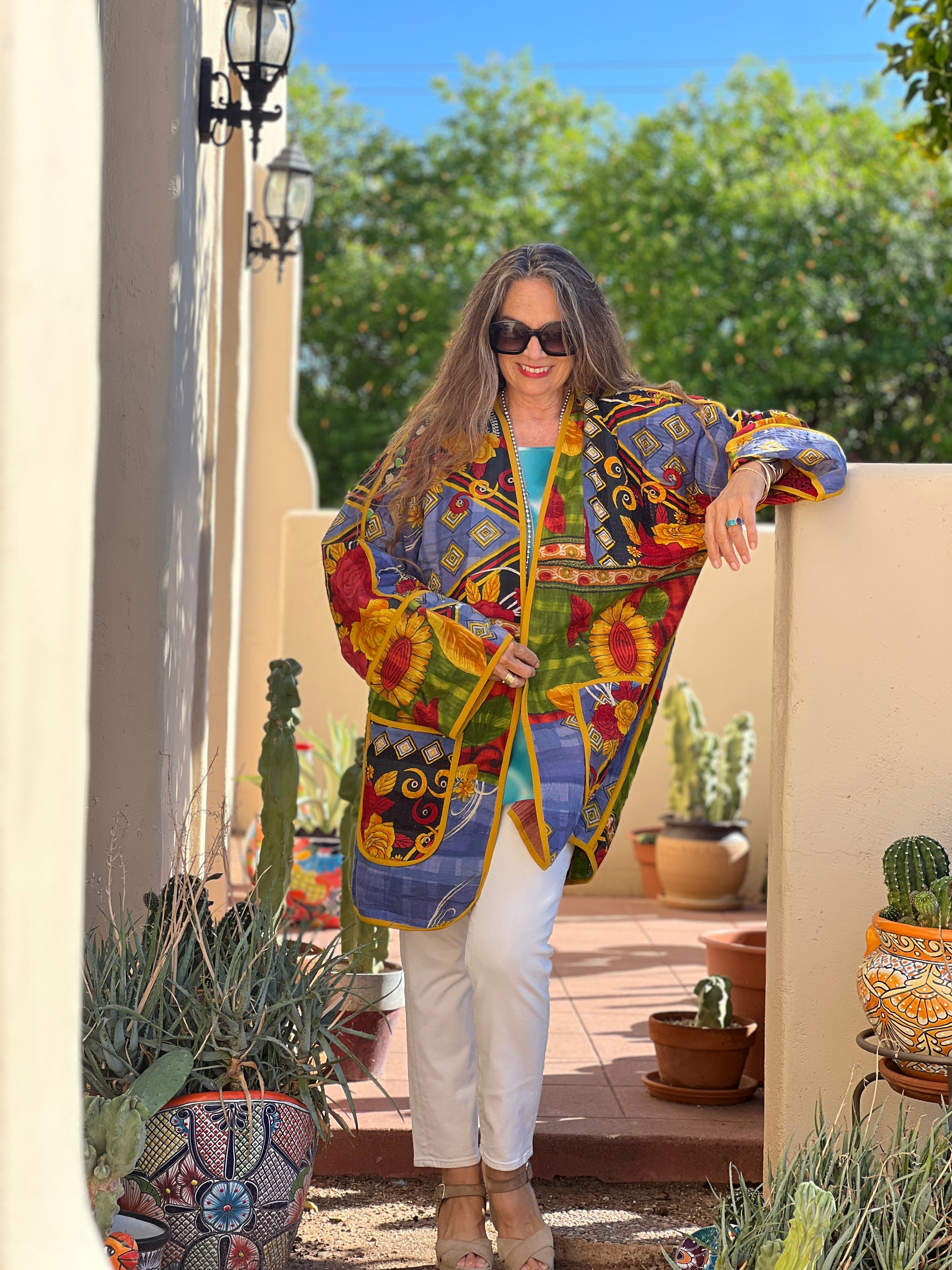 Rangin Cotton Kantha Coat One of a Kind