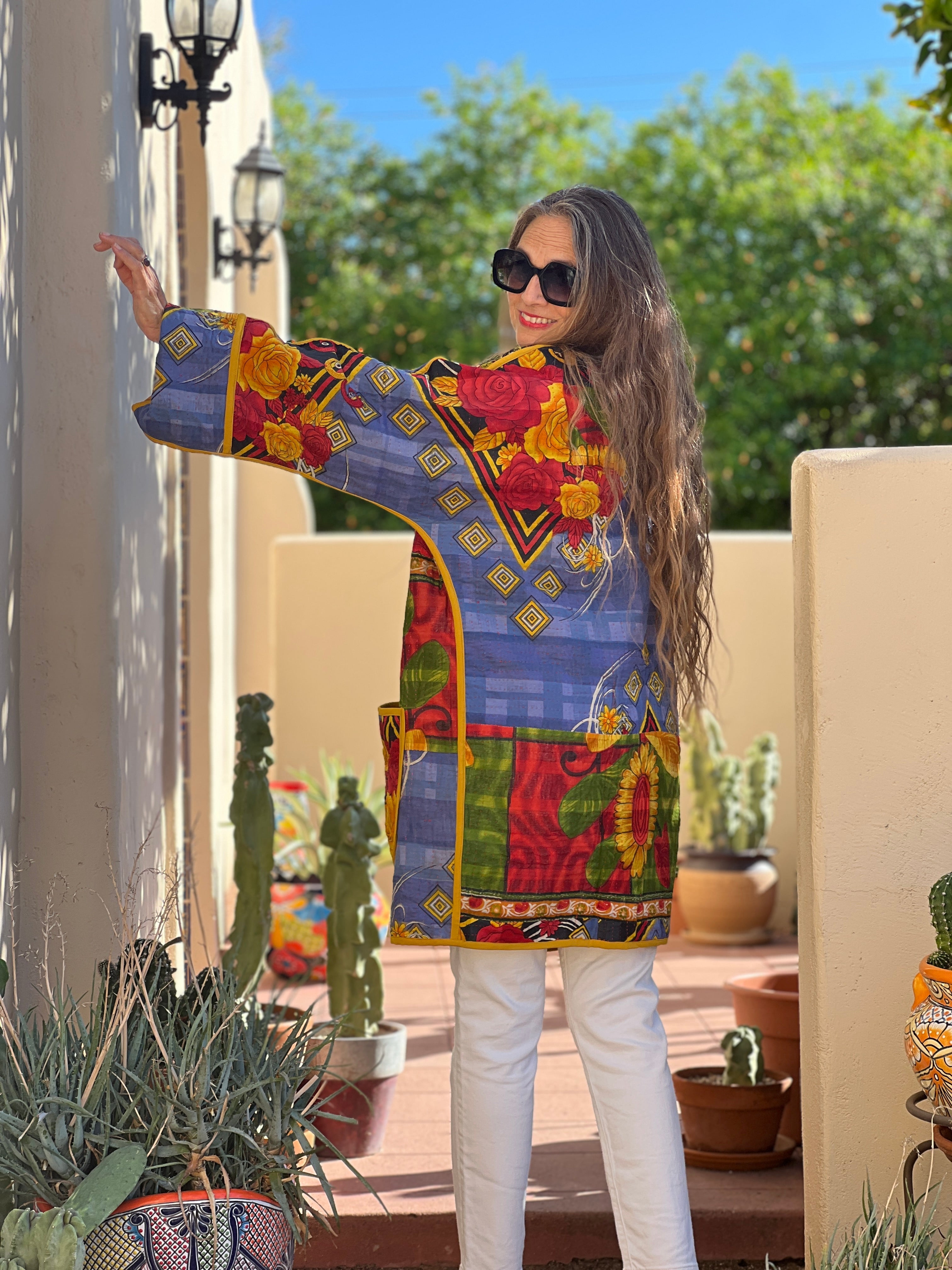 Rangin Cotton Kantha Coat One of a Kind