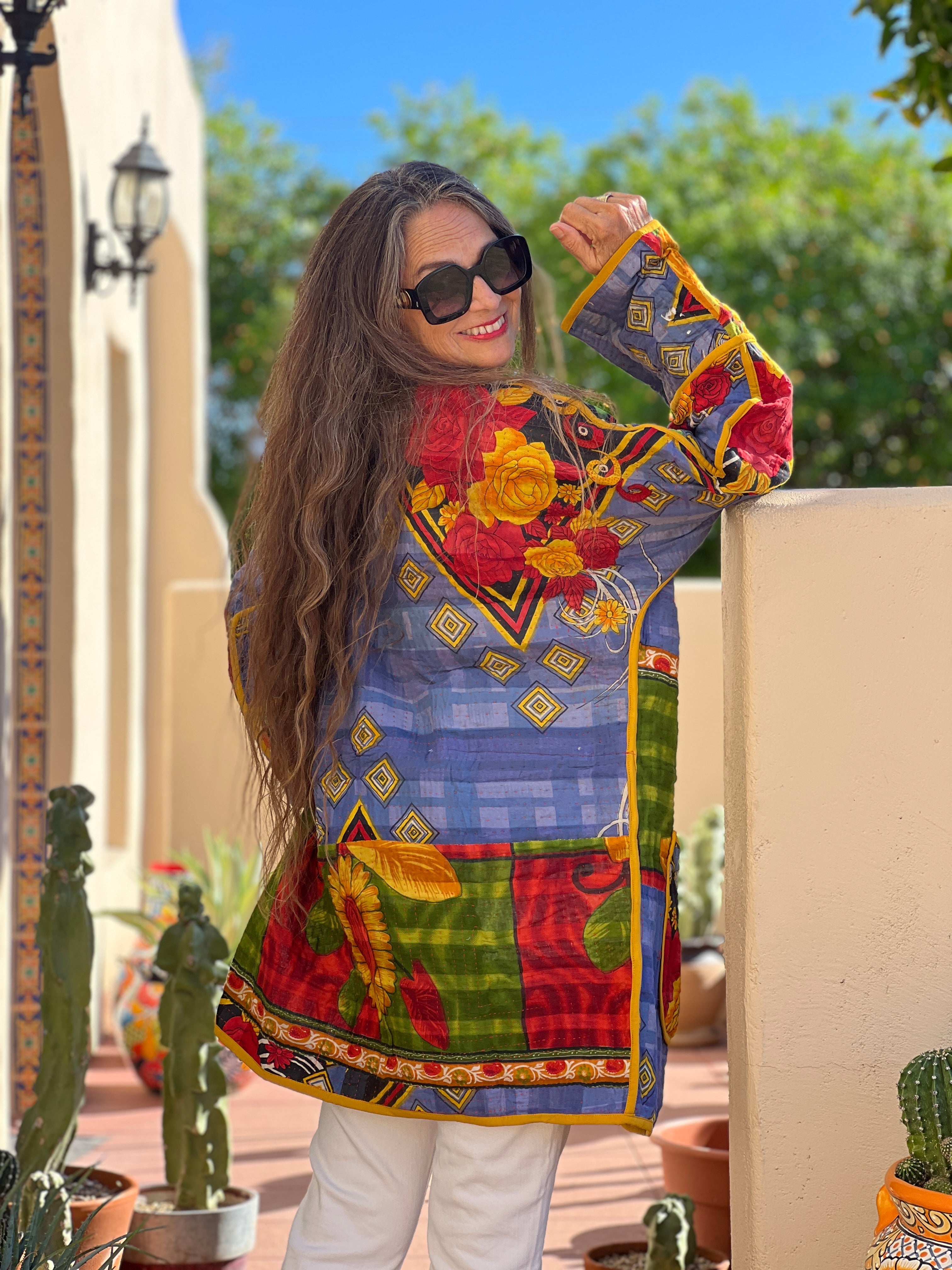 Rangin Cotton Kantha Coat One of a Kind