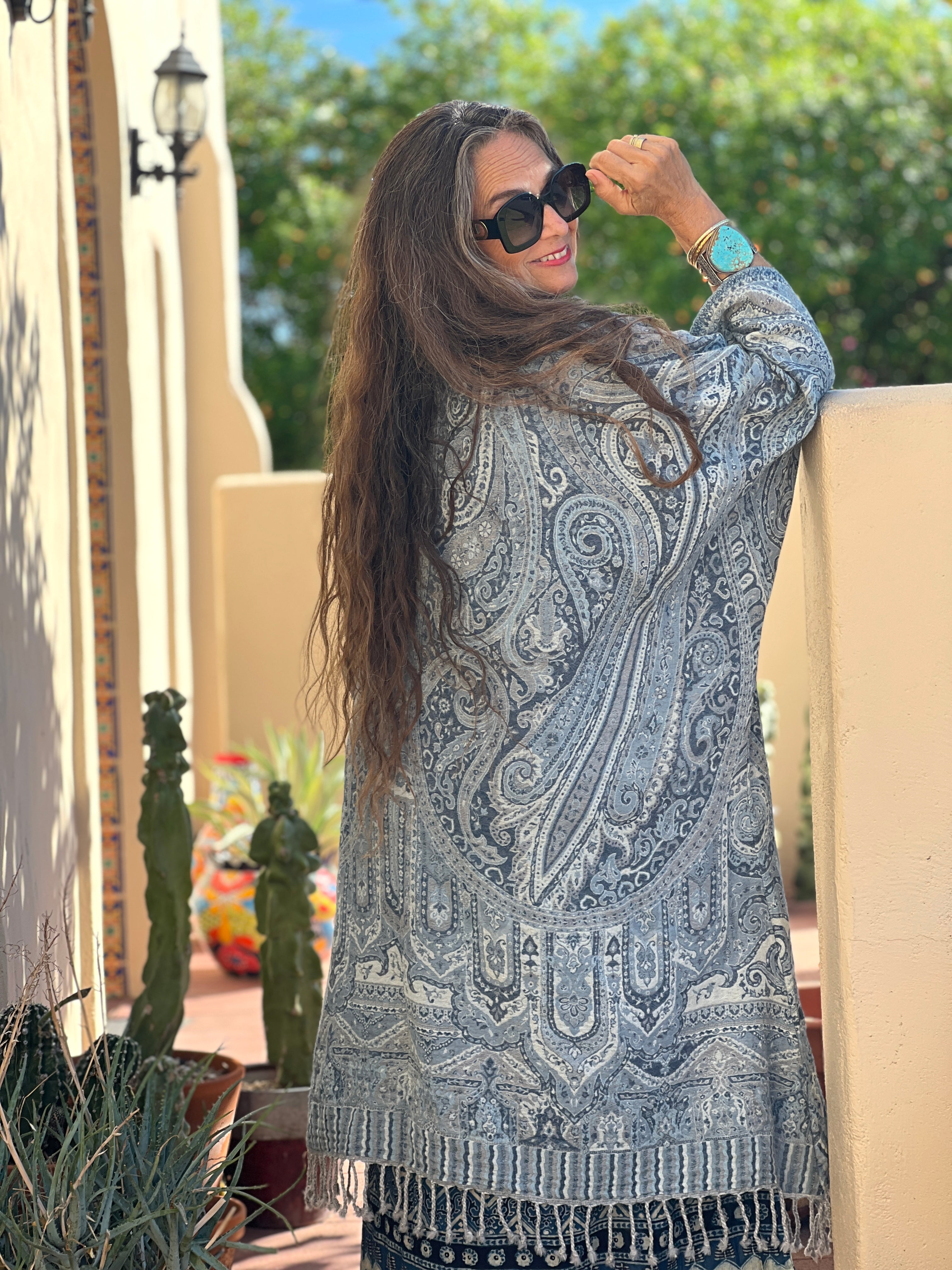 Neela Paisley Boiled Wool Kimono Coat