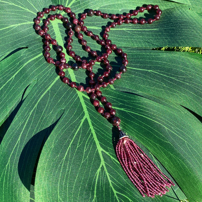 Semi Precious Garnet Mala Necklace