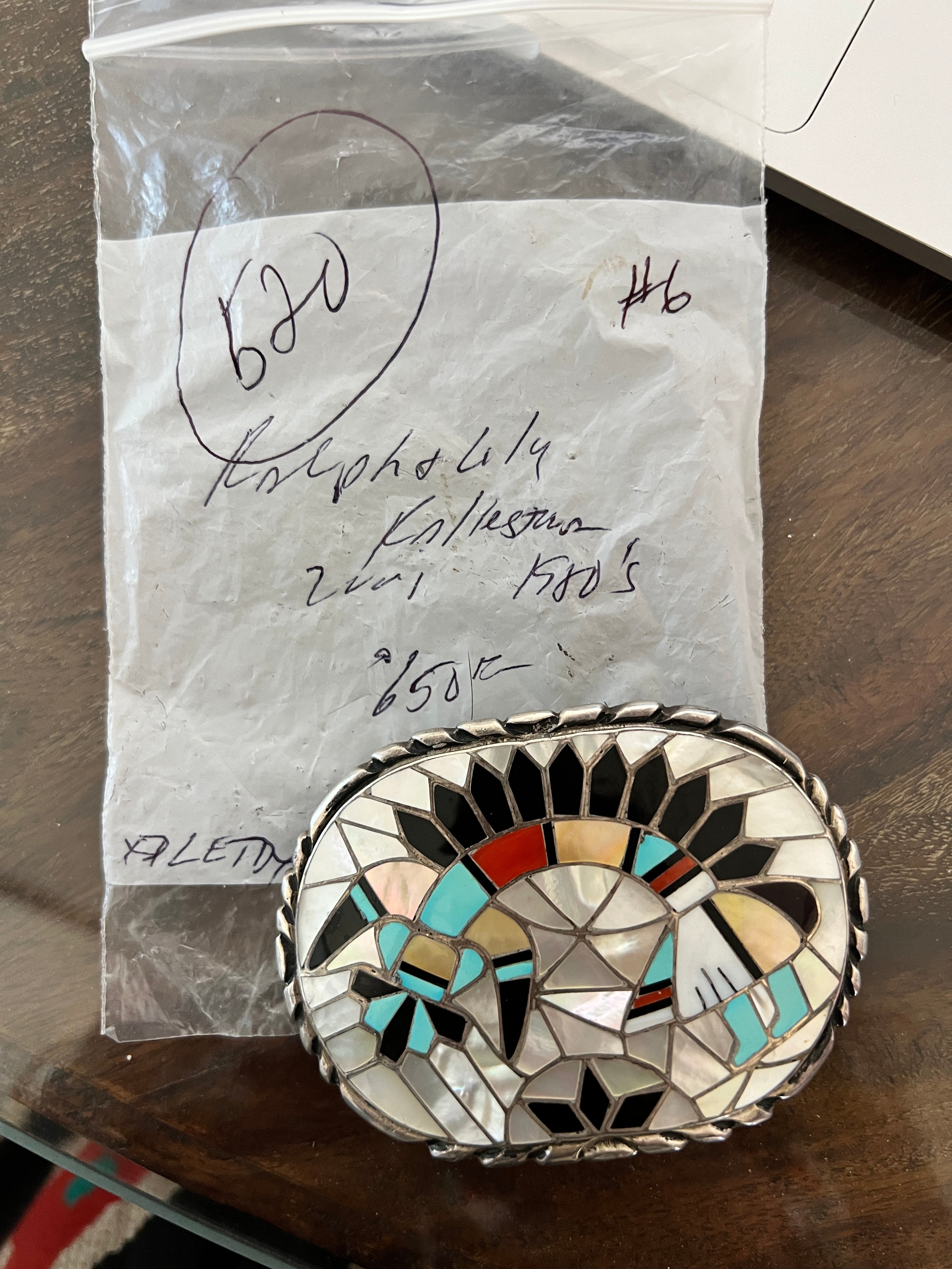 Vintage Zuni Inlay Belt Buckle