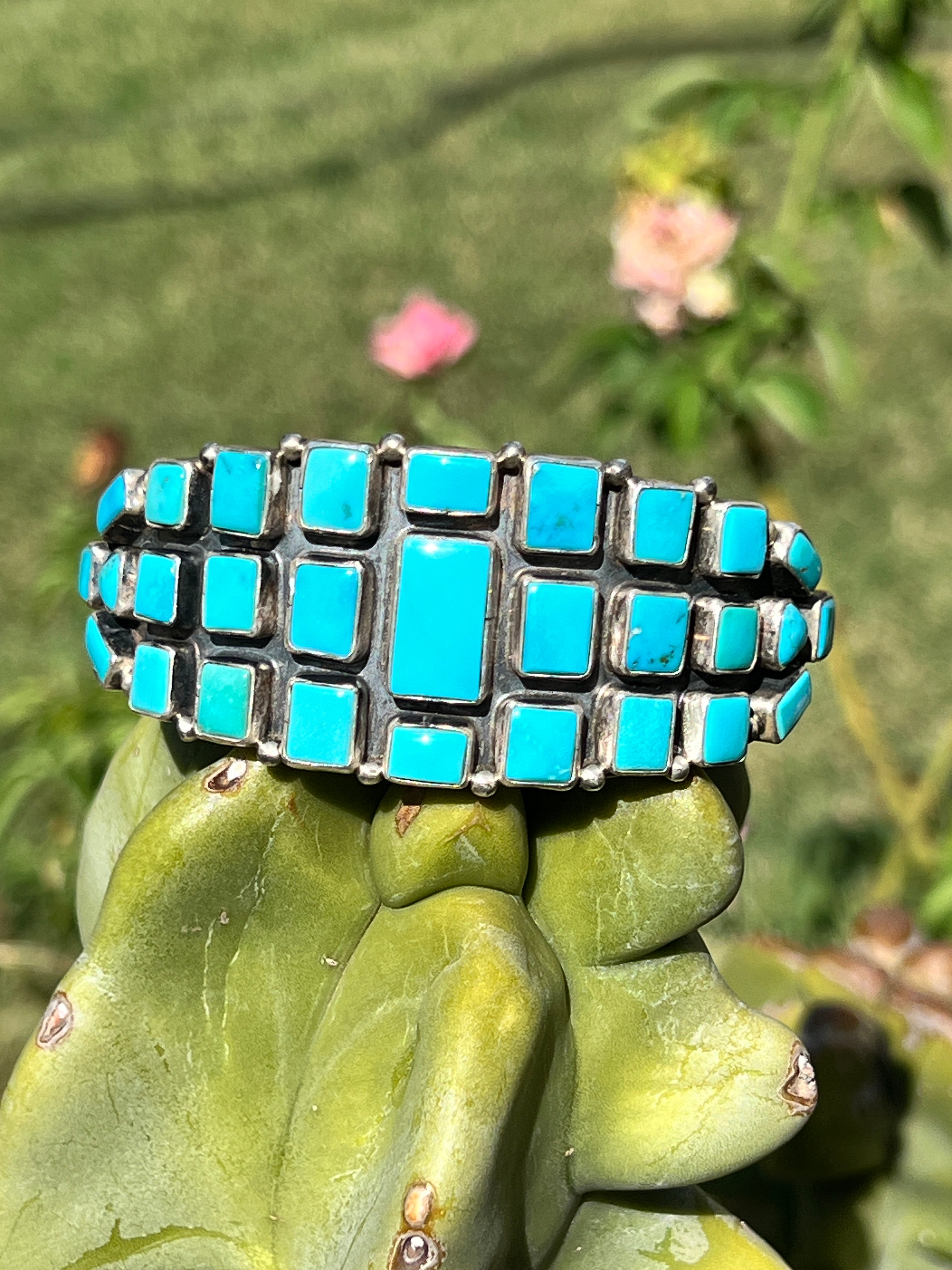 1Vintage Rare Sleeping Beauty Turquoise and Silver Bracelet Navajo