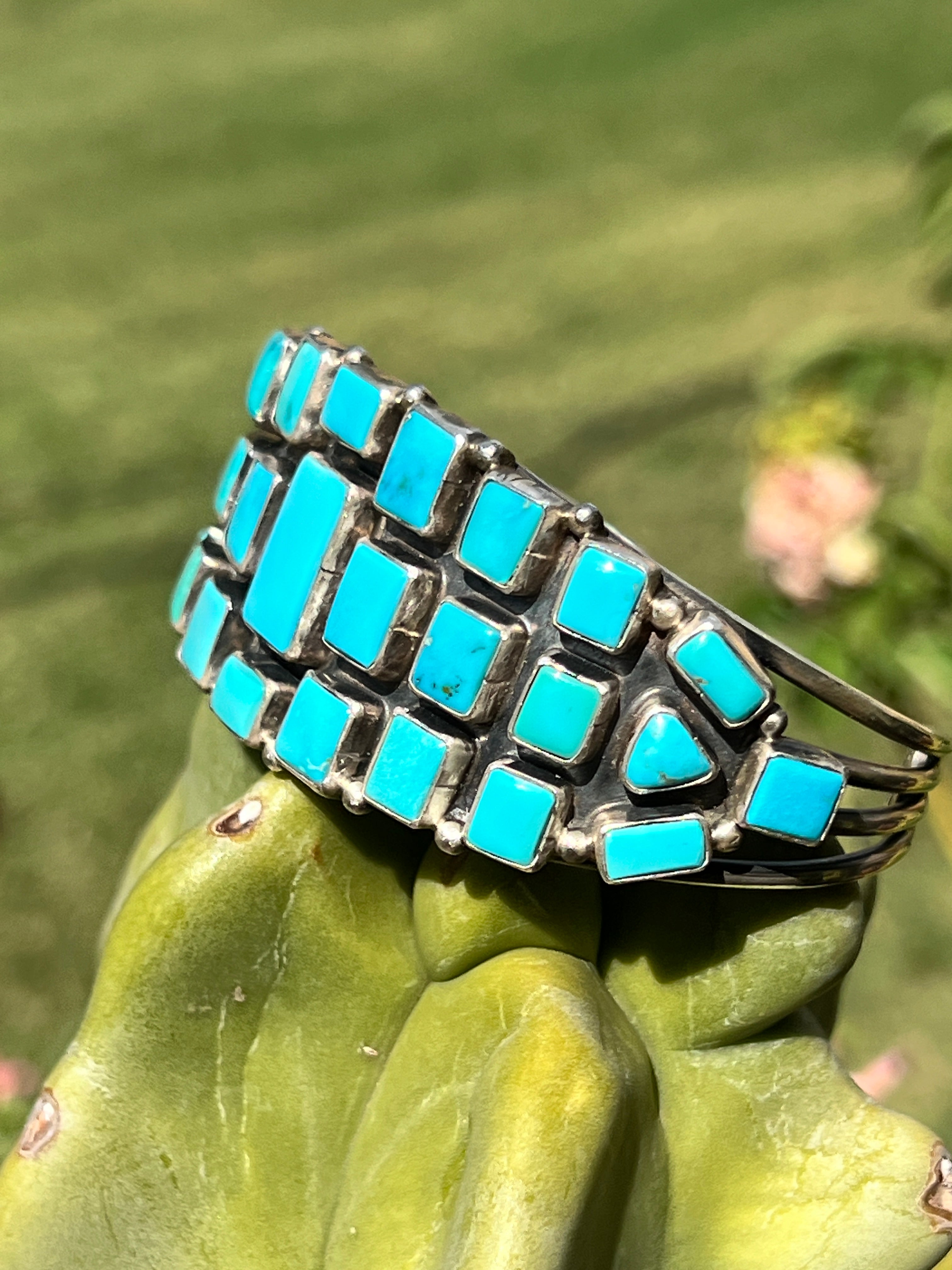 1Vintage Rare Sleeping Beauty Turquoise and Silver Bracelet Navajo