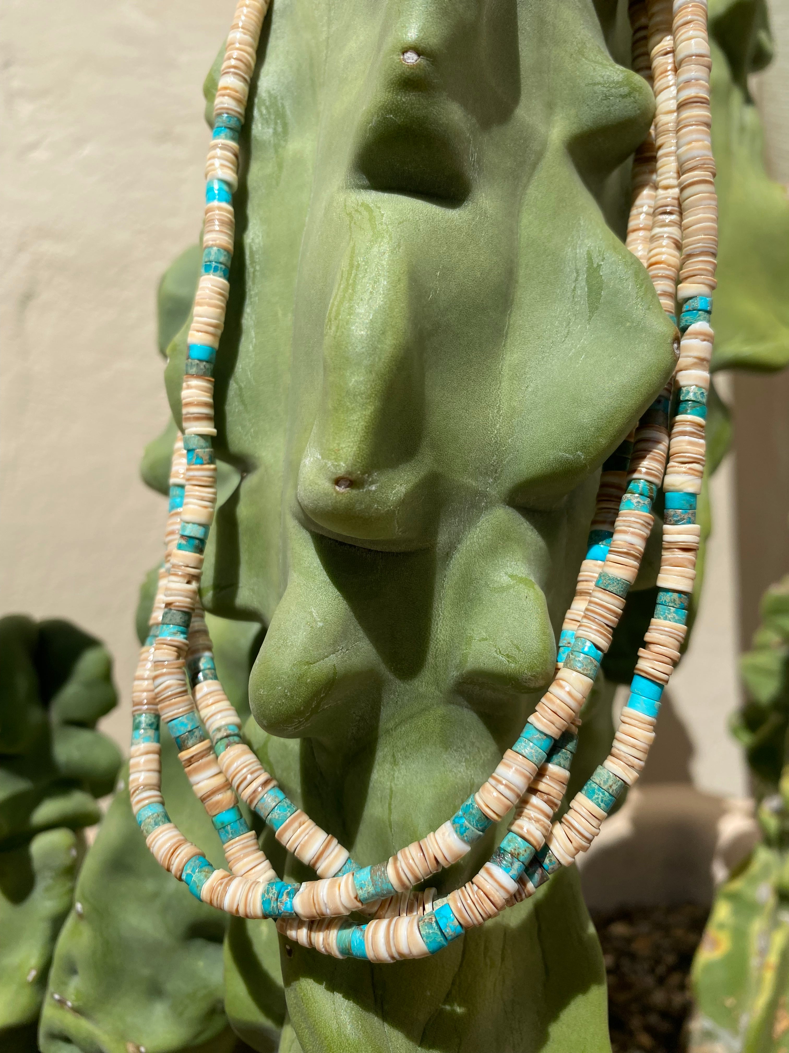 Heishi Shell and Turquoise Necklace Santo Domingo