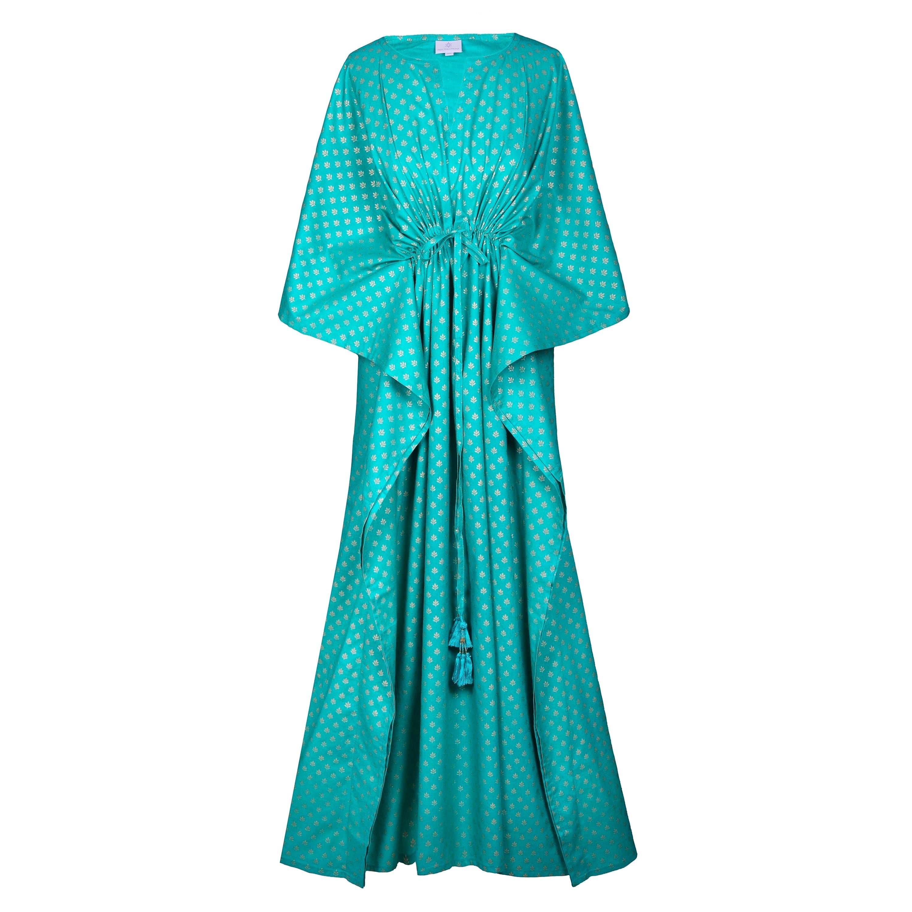 Victoria Turquoise Maxi Kaftan Dress