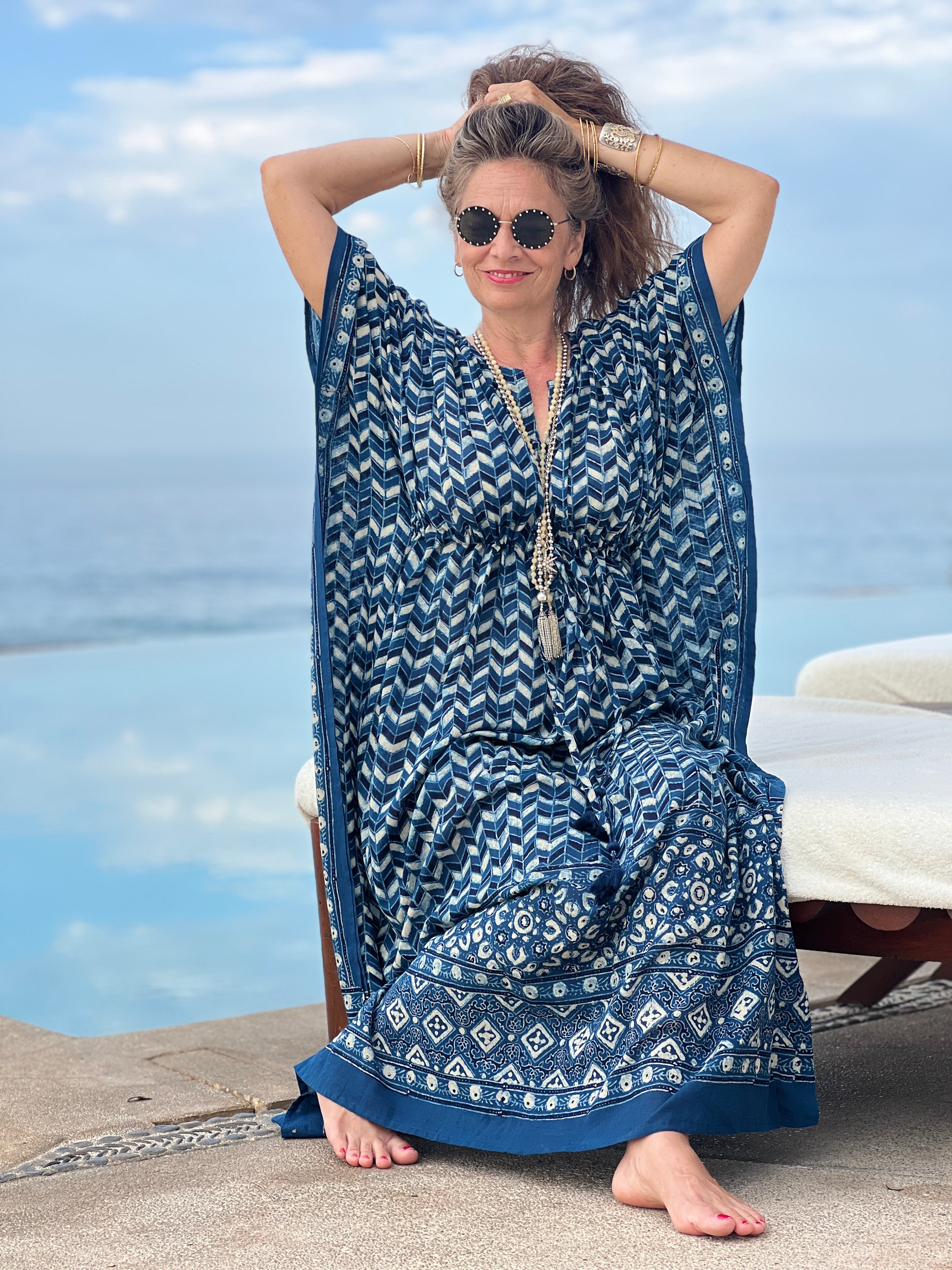 Prisma Indigo Maxi Kaftan Dress Natural Dyes Store Credit