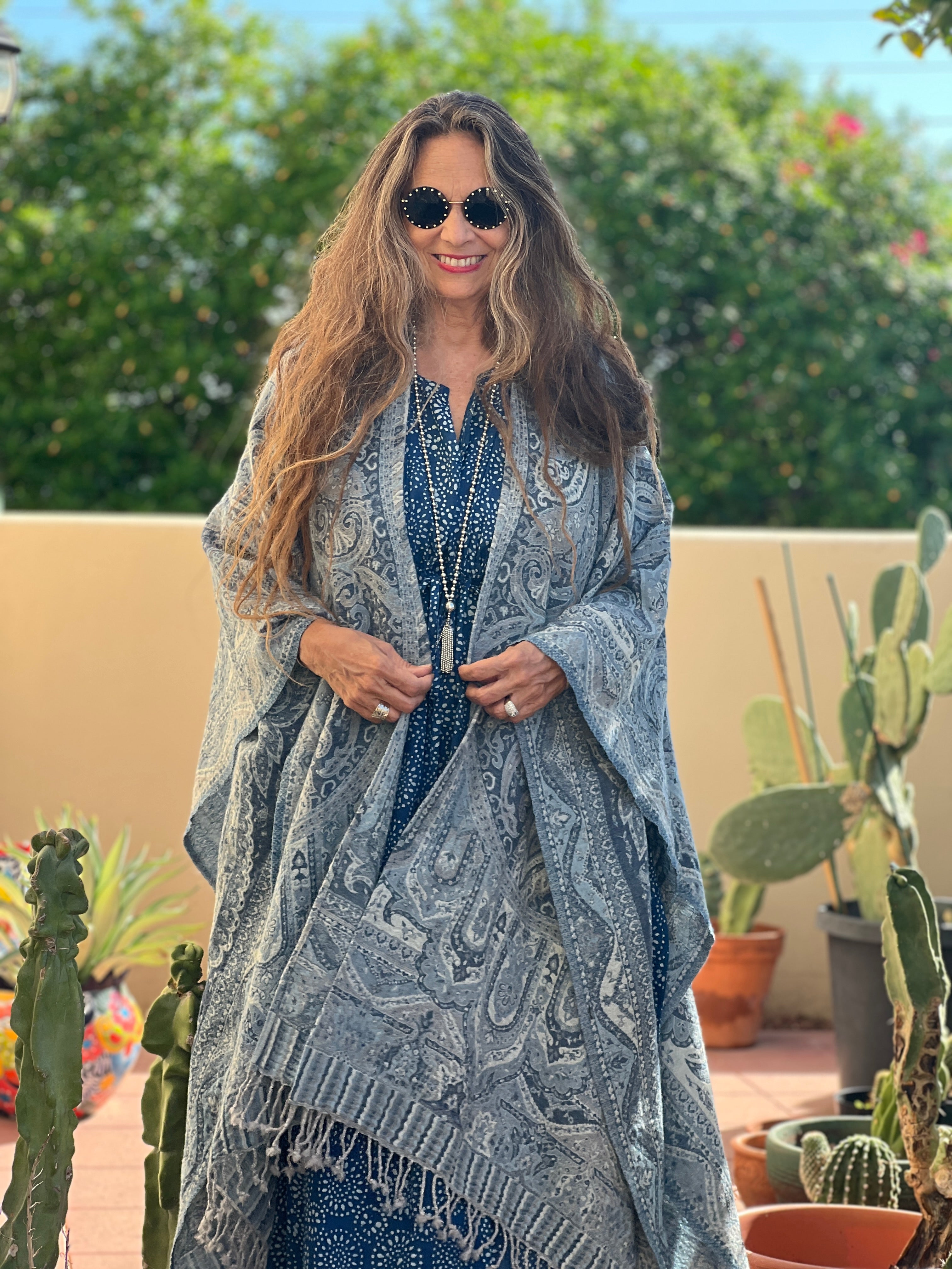 Neela Paisley Boiled Wool Poncho