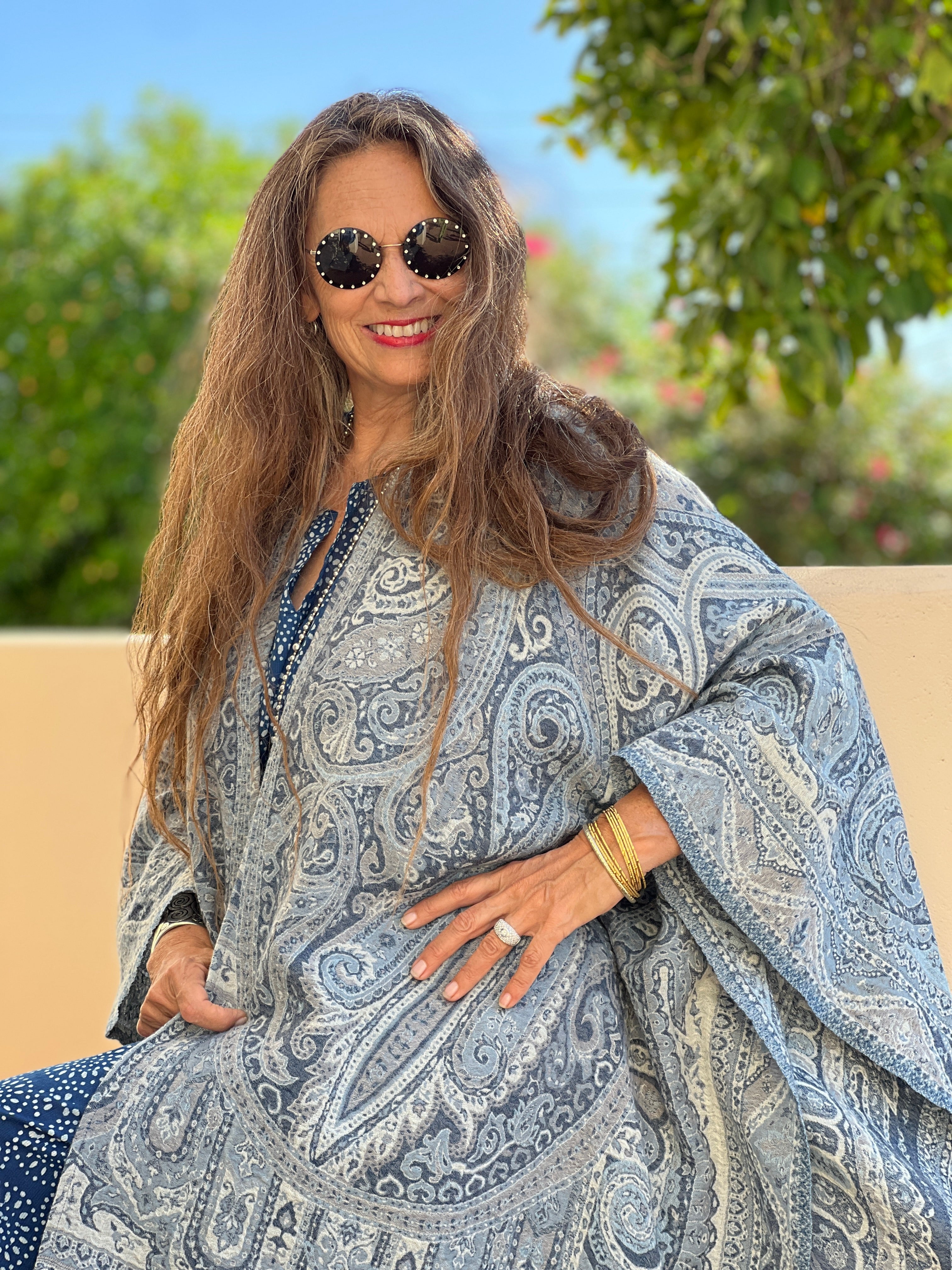 Neela Paisley Boiled Wool Poncho