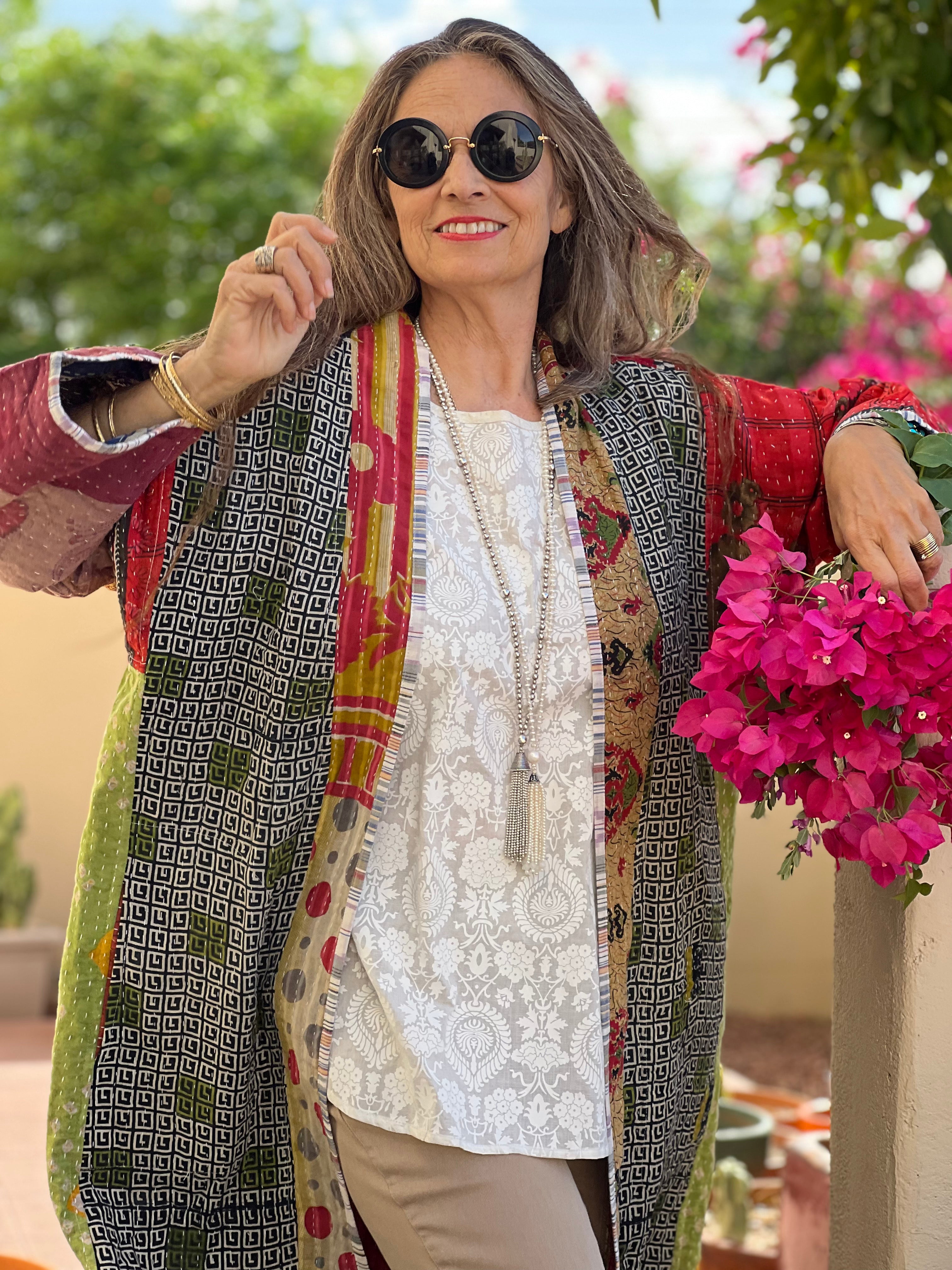 Rera Cotton Vintage Quilted Kantha Coat ONE OF KIND