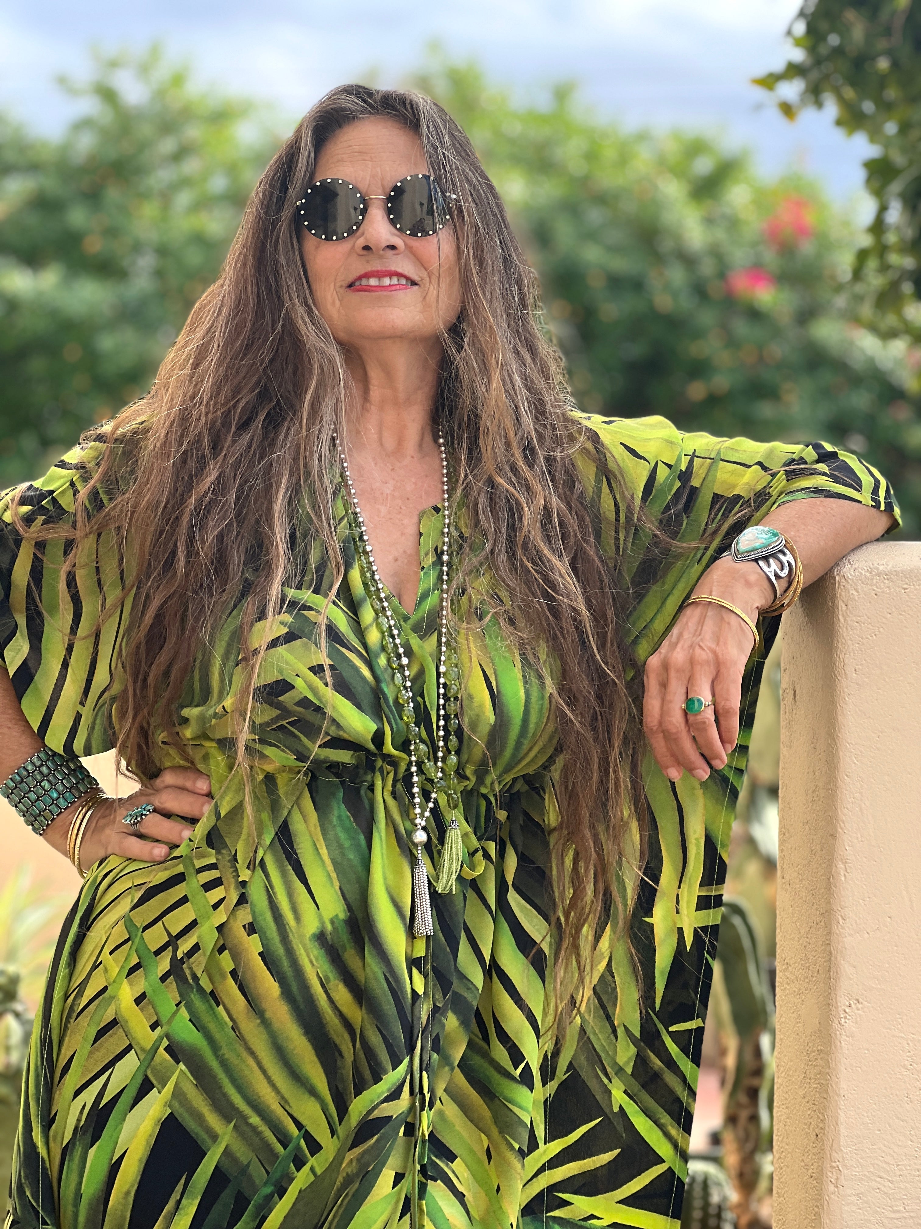 Jungle Love Italian Silk Maxi Kaftan Dress