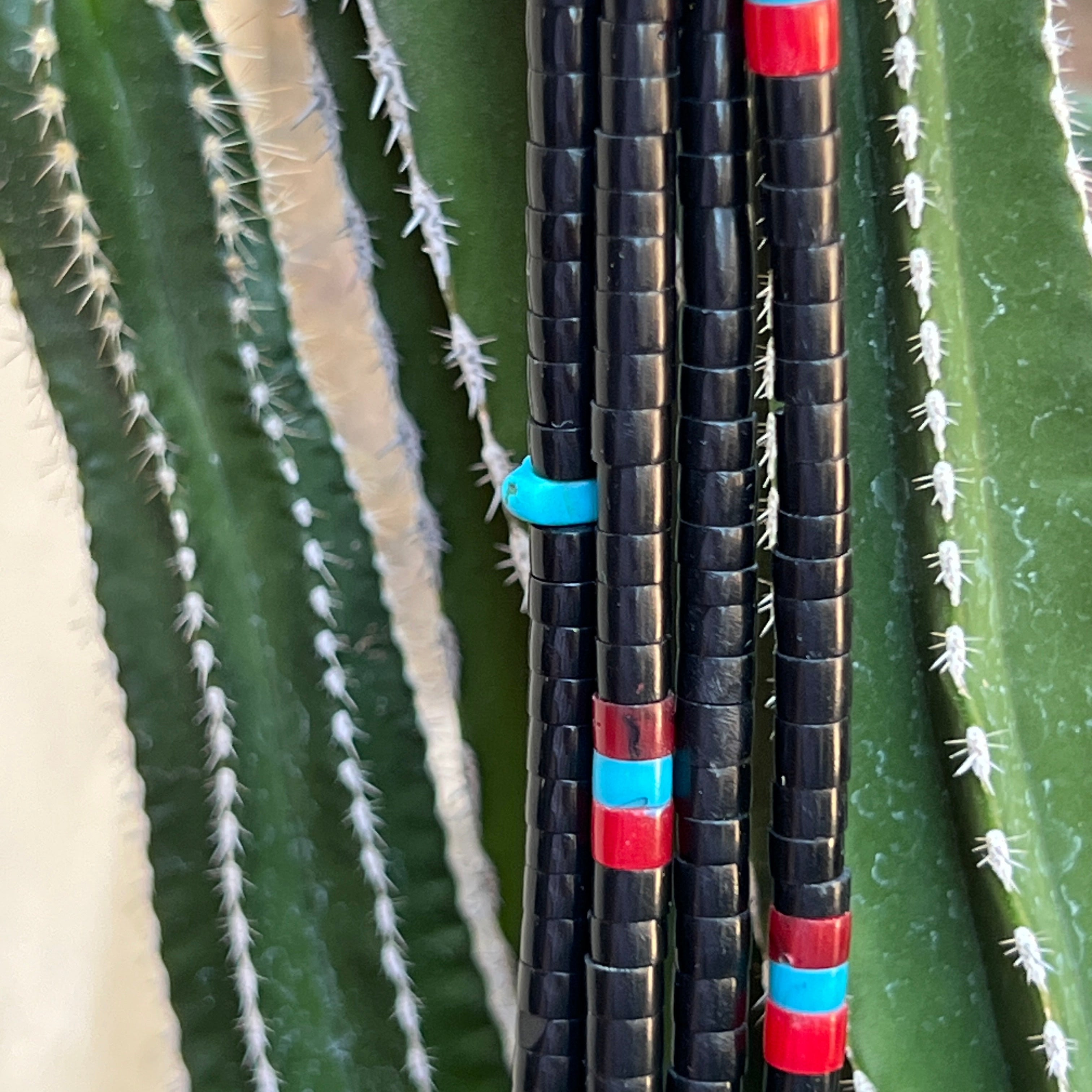 Black Jet, Apple Coral and Turquoise  Necklace Santo Domingo