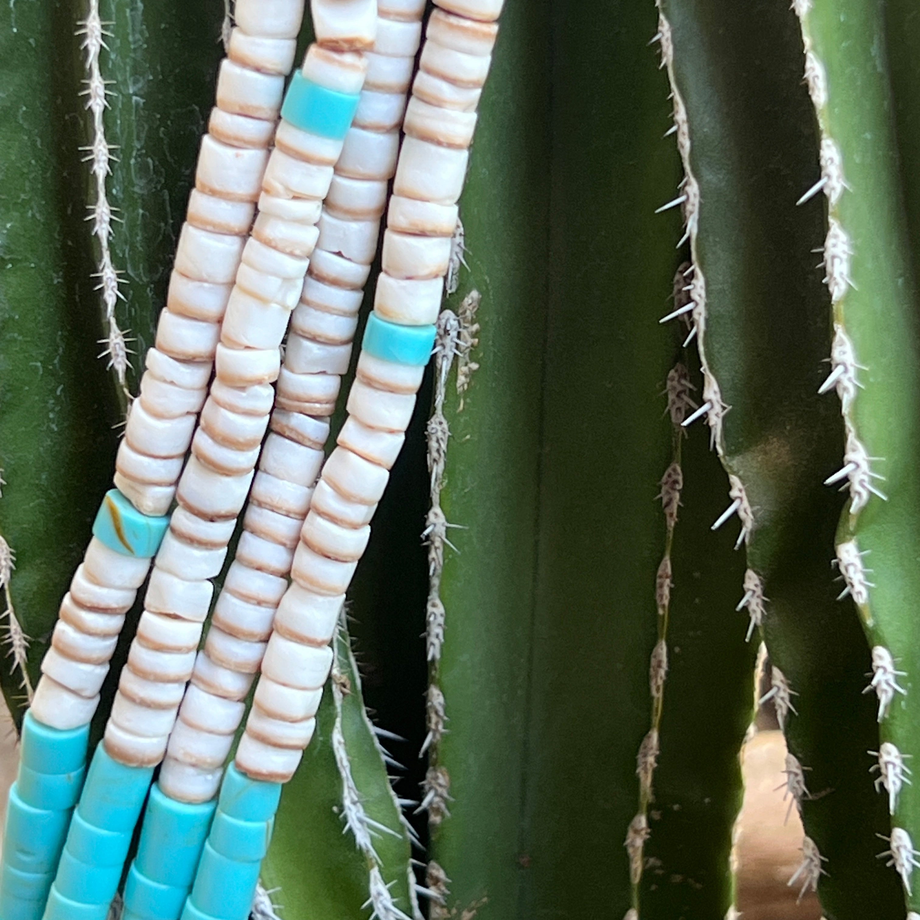 Turquoise and Clam Shell Heishi Santo Domingo Necklace