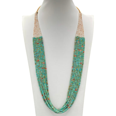 Fox and #8 Turquoise Seven Strand Necklace Santo Domingo