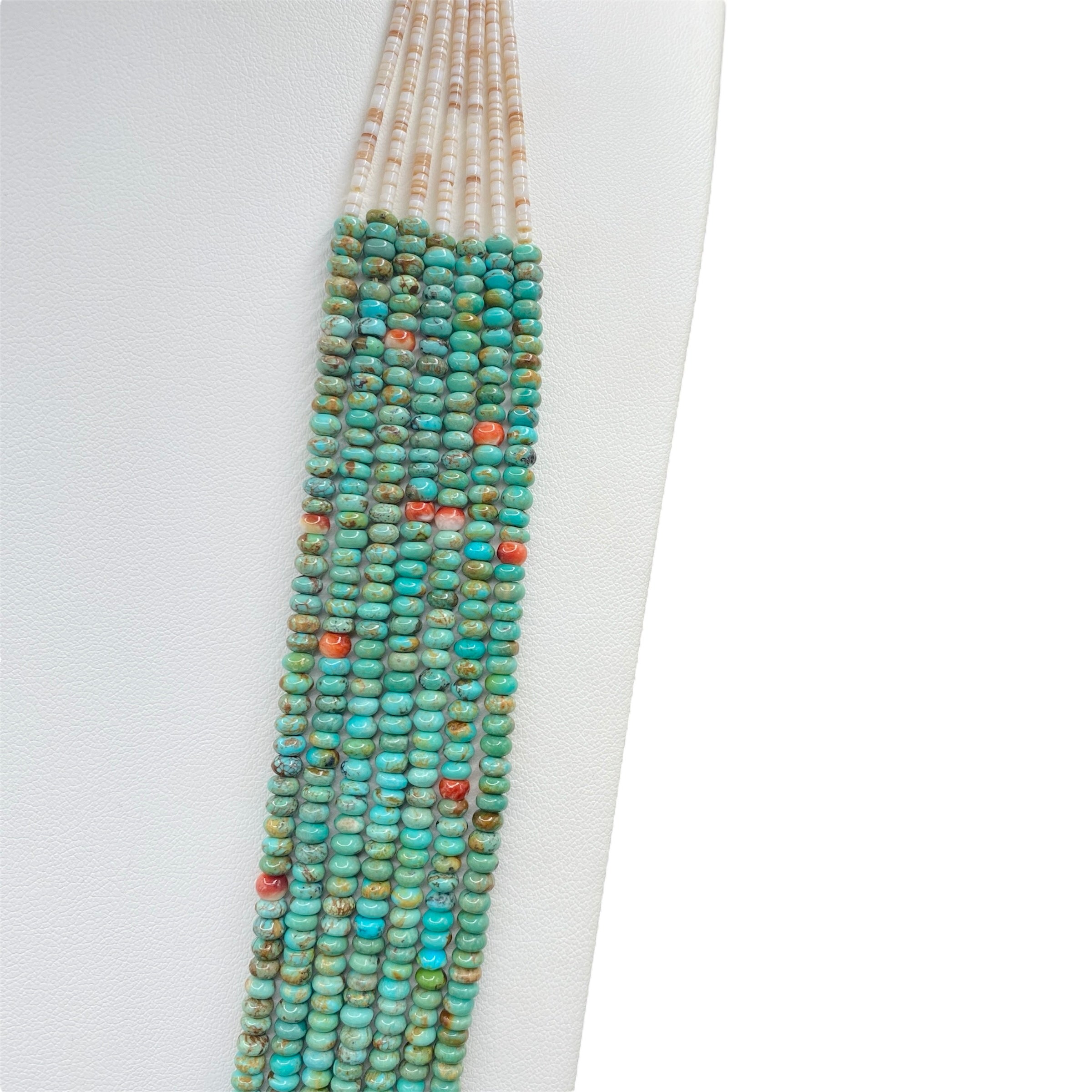 Fox and #8 Turquoise Seven Strand Necklace Santo Domingo
