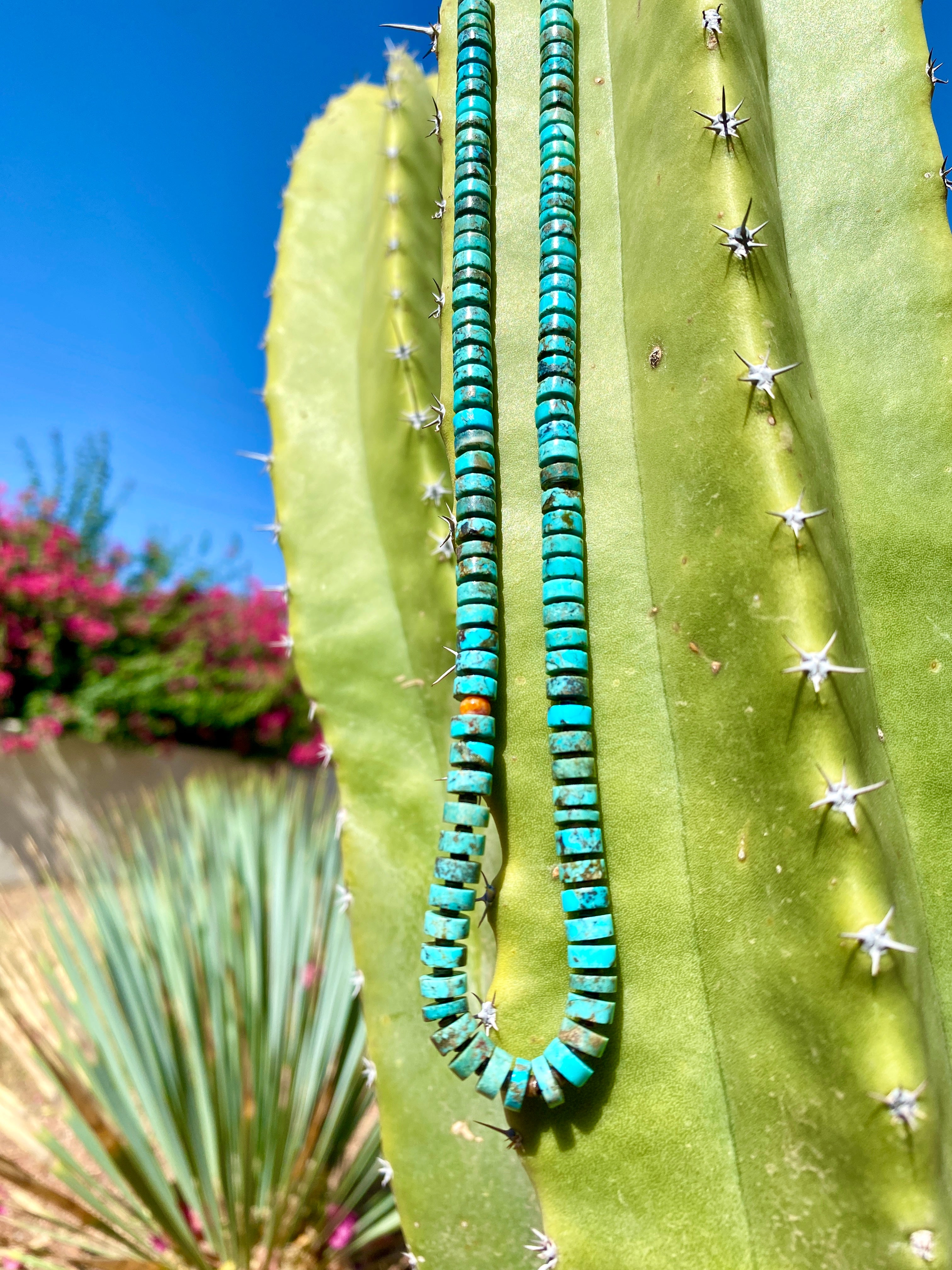 Kingman Turquoise and Heishi Necklace Santo Domingo