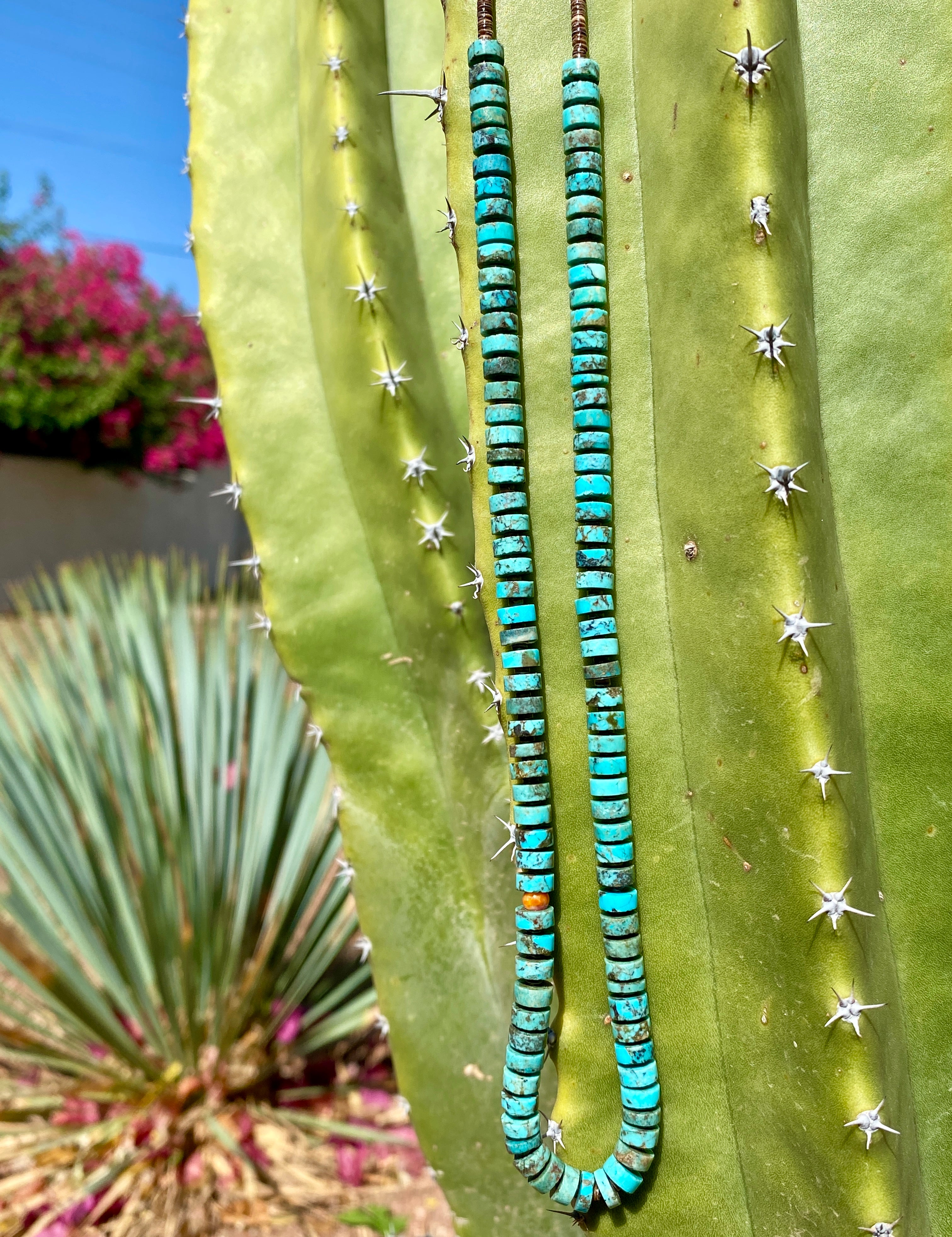 Kingman Turquoise and Heishi Necklace Santo Domingo