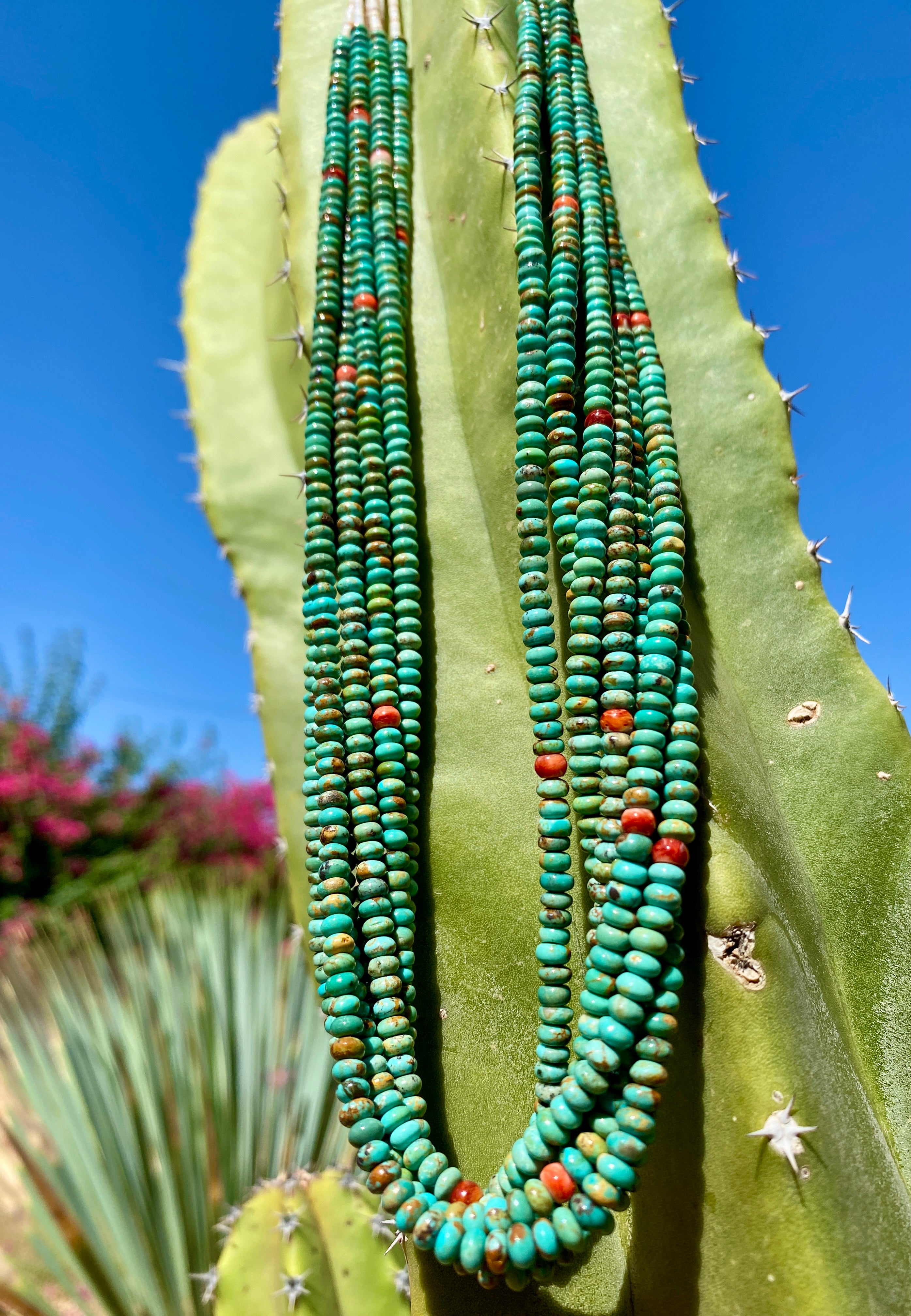 Fox and #8 Turquoise Seven Strand Necklace Santo Domingo