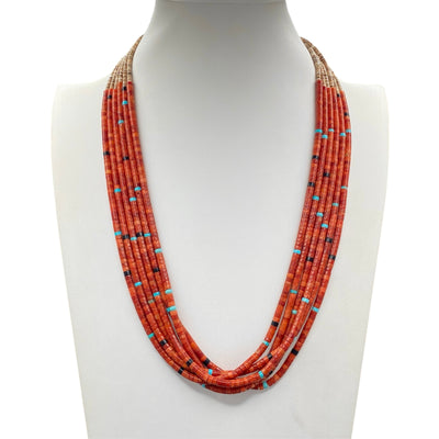 Apple Coral Heishi Santo Domingo Necklace