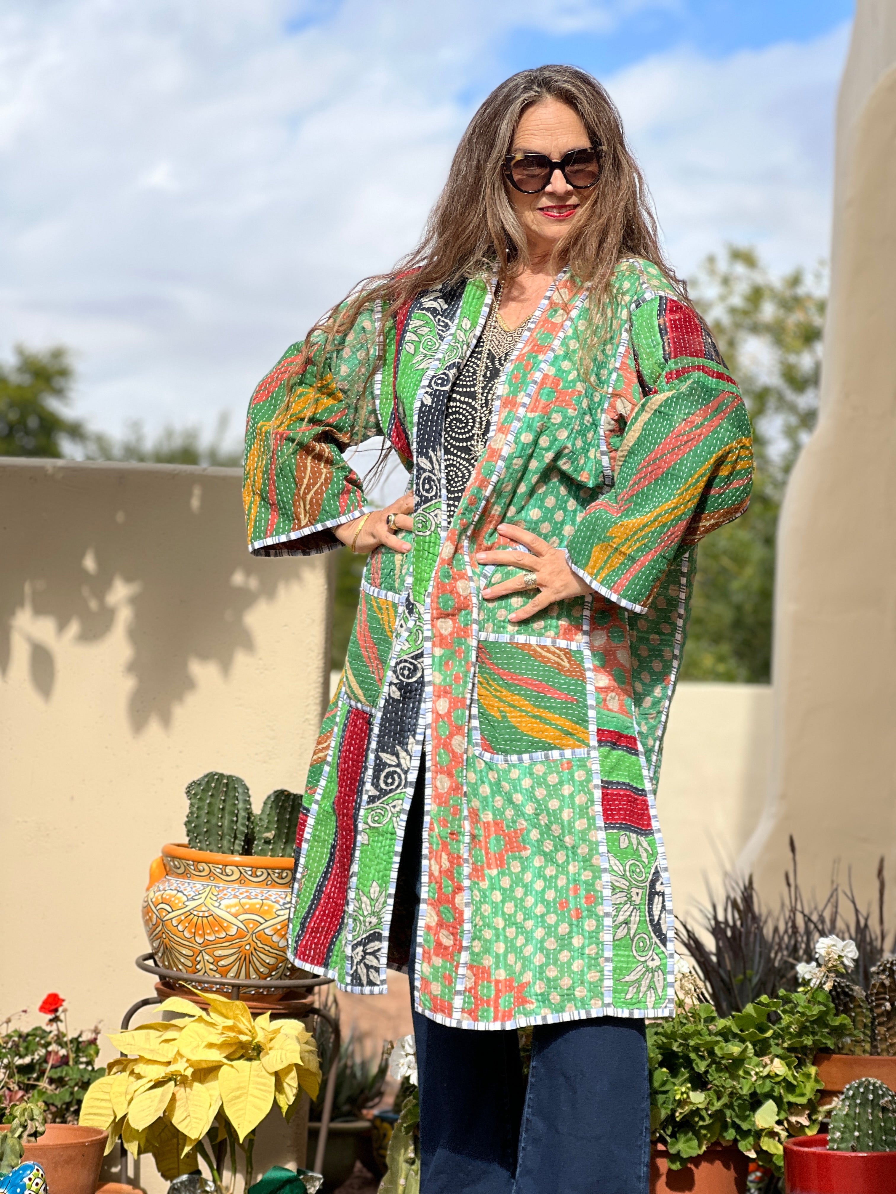 Kai cotton quilted vintage kantha coat