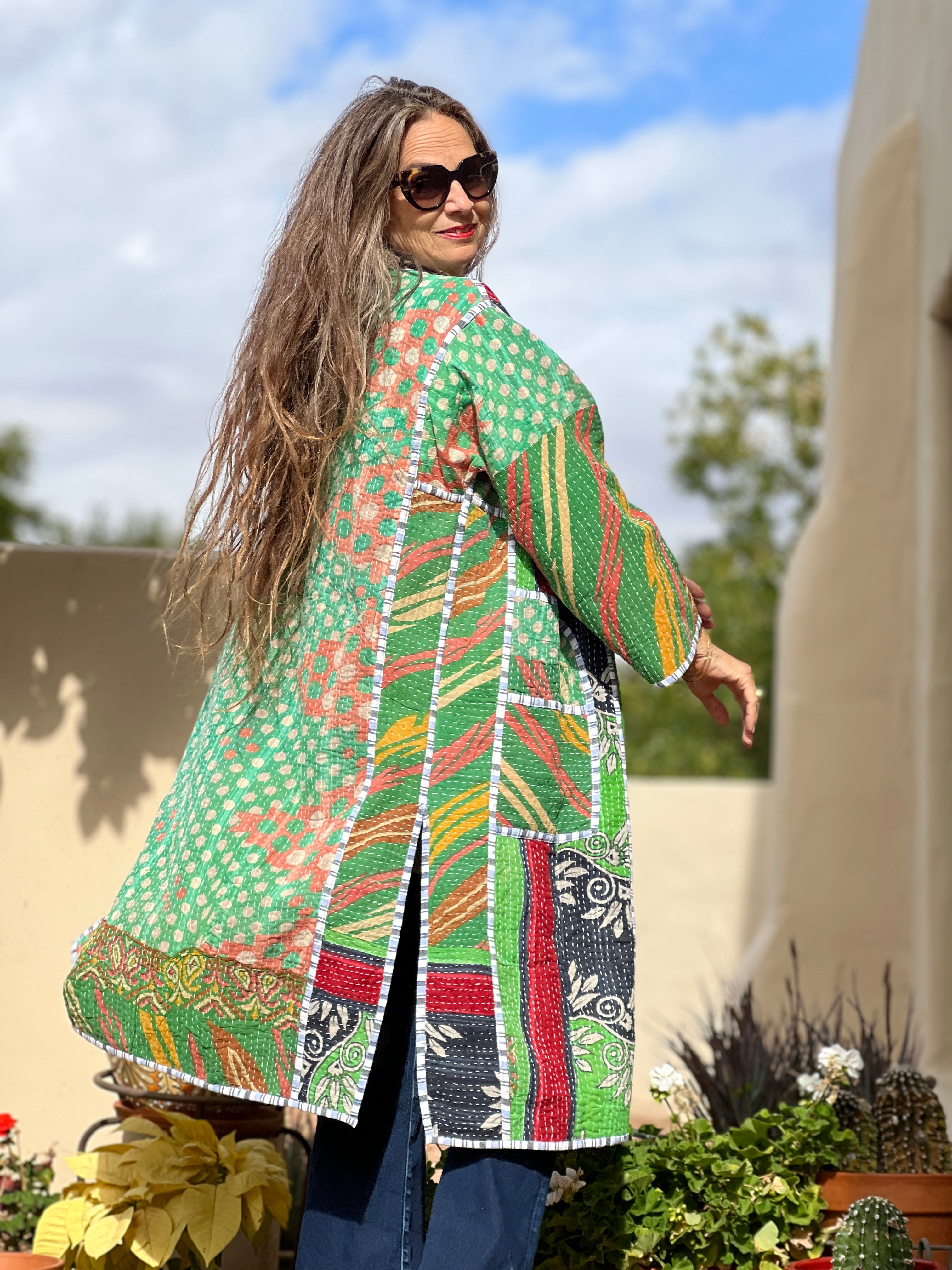 Kai cotton quilted vintage kantha coat