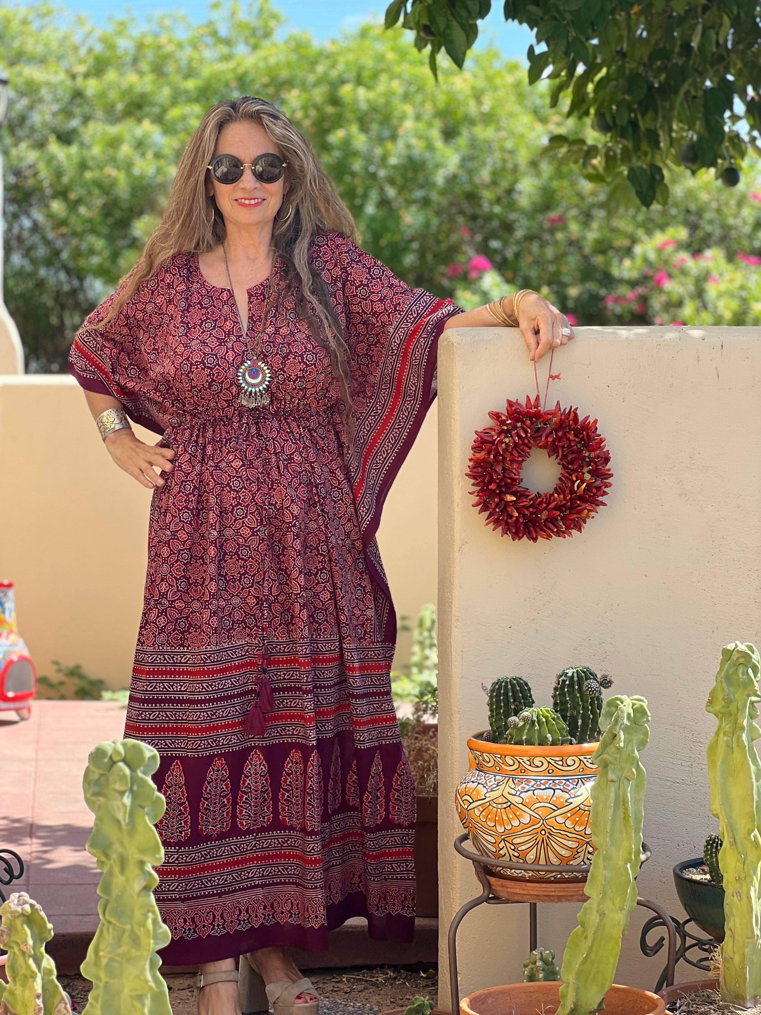 Plum Petals Maxi Kaftan Dress