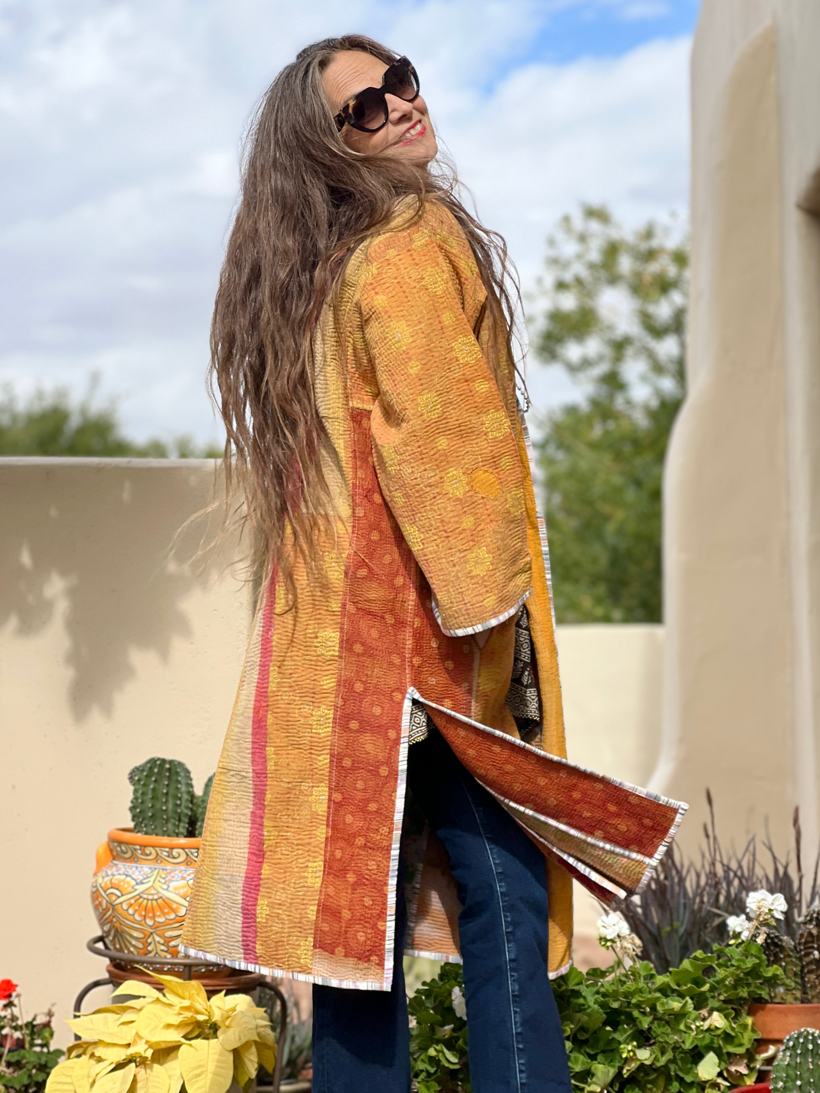 Yama cotton quilted vintage kantha coat One of a Kind