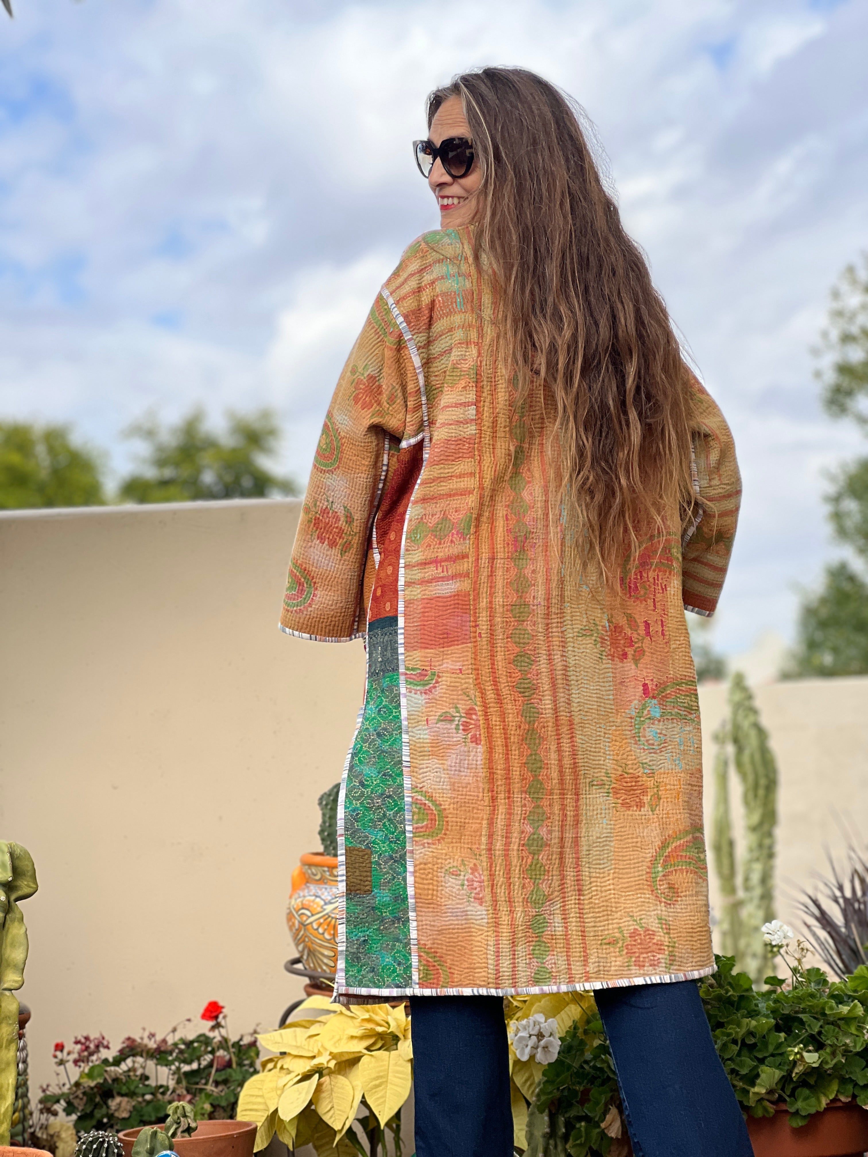 Yama cotton quilted vintage kantha coat One of a Kind