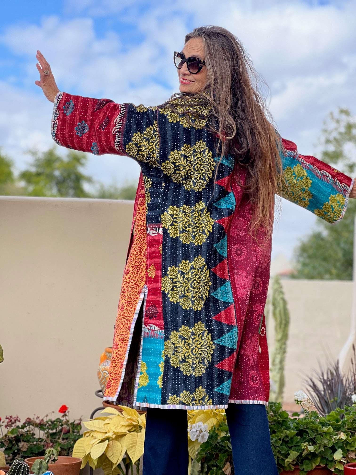 Reeva cotton quilted vintage kantha coat One of a Kind