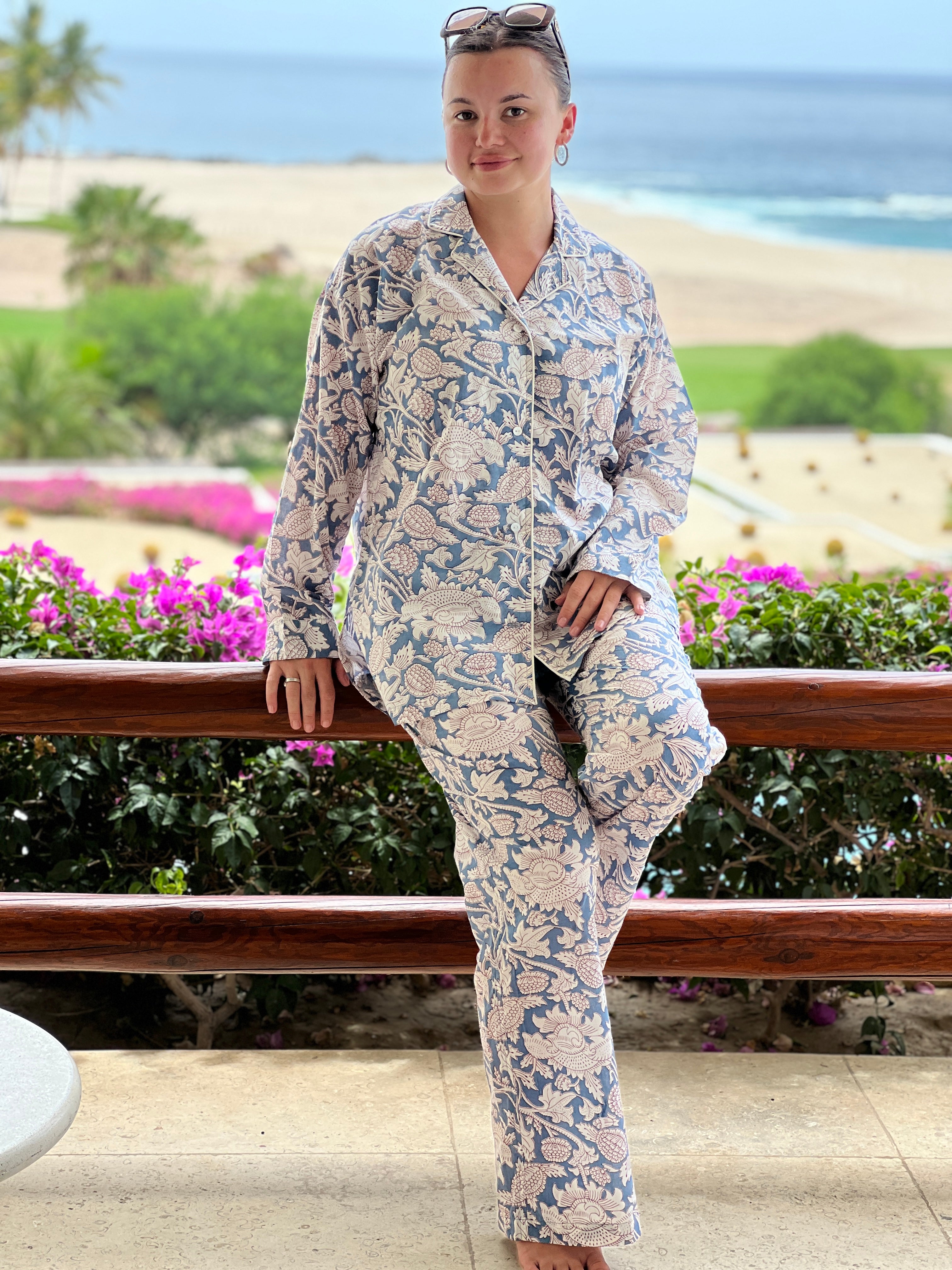 Laura Pewter Cotton Pajamas Long Sleeve