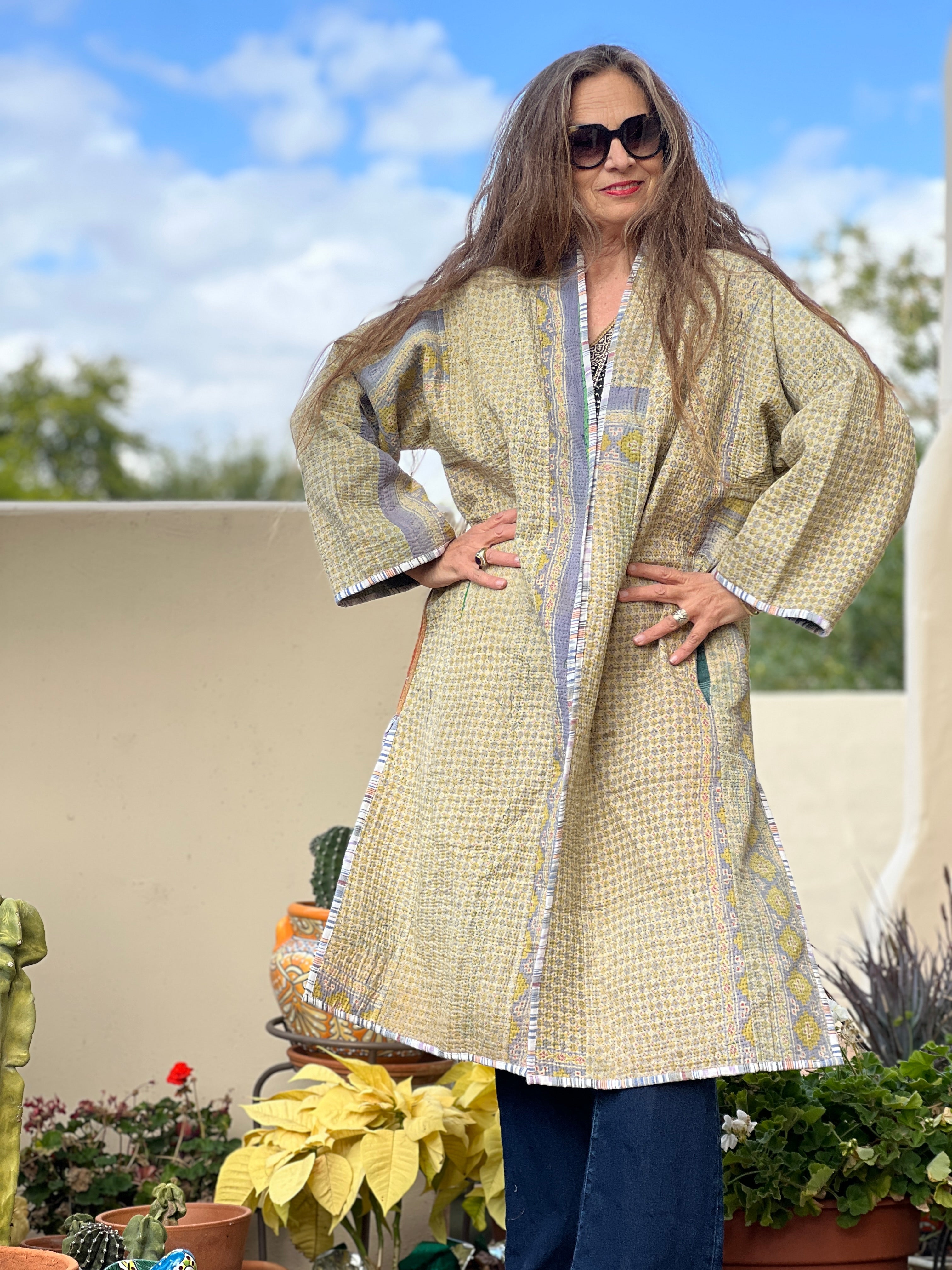 Megha cotton quilted vintage kantha coat