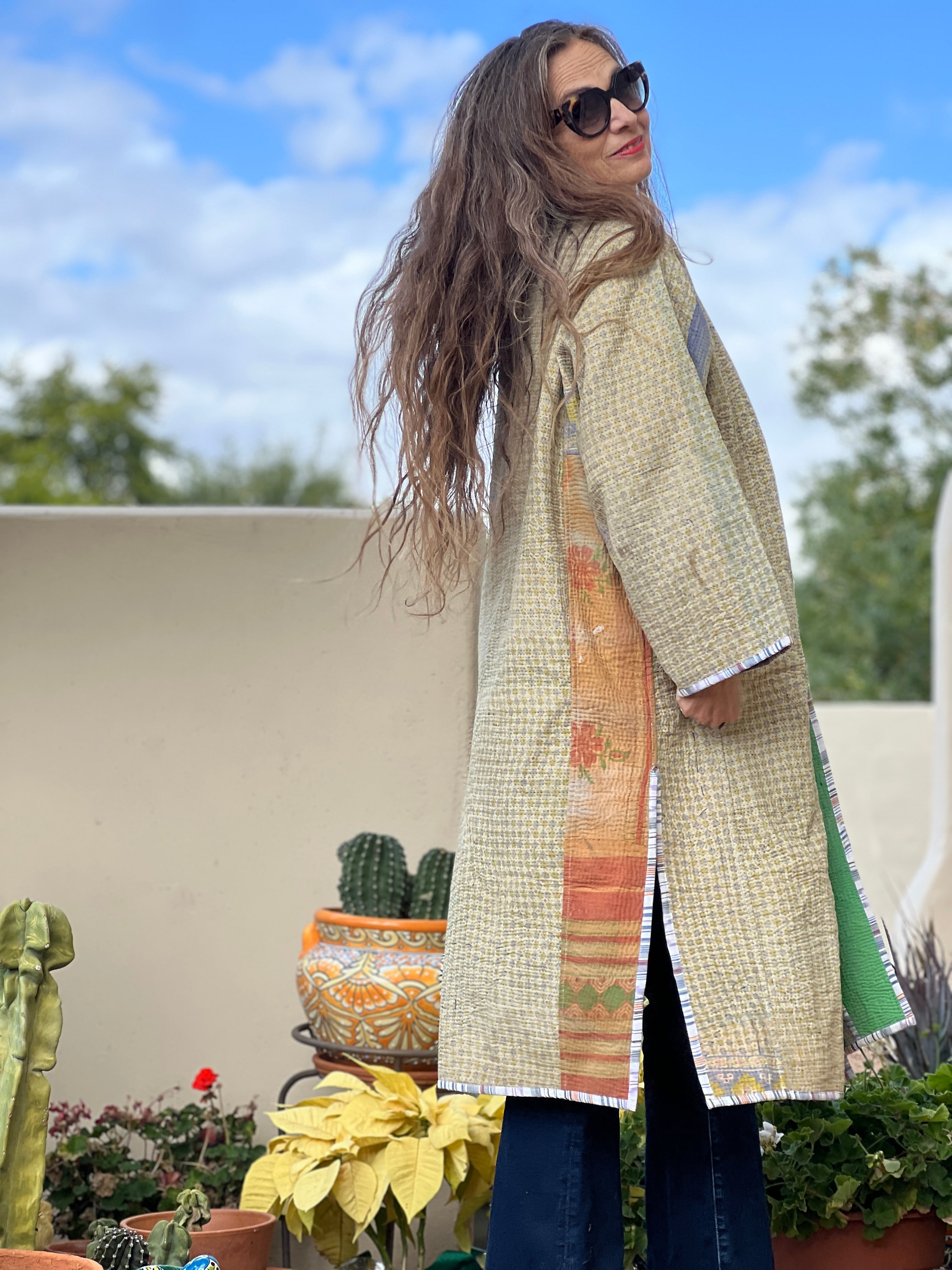 Megha cotton quilted vintage kantha coat