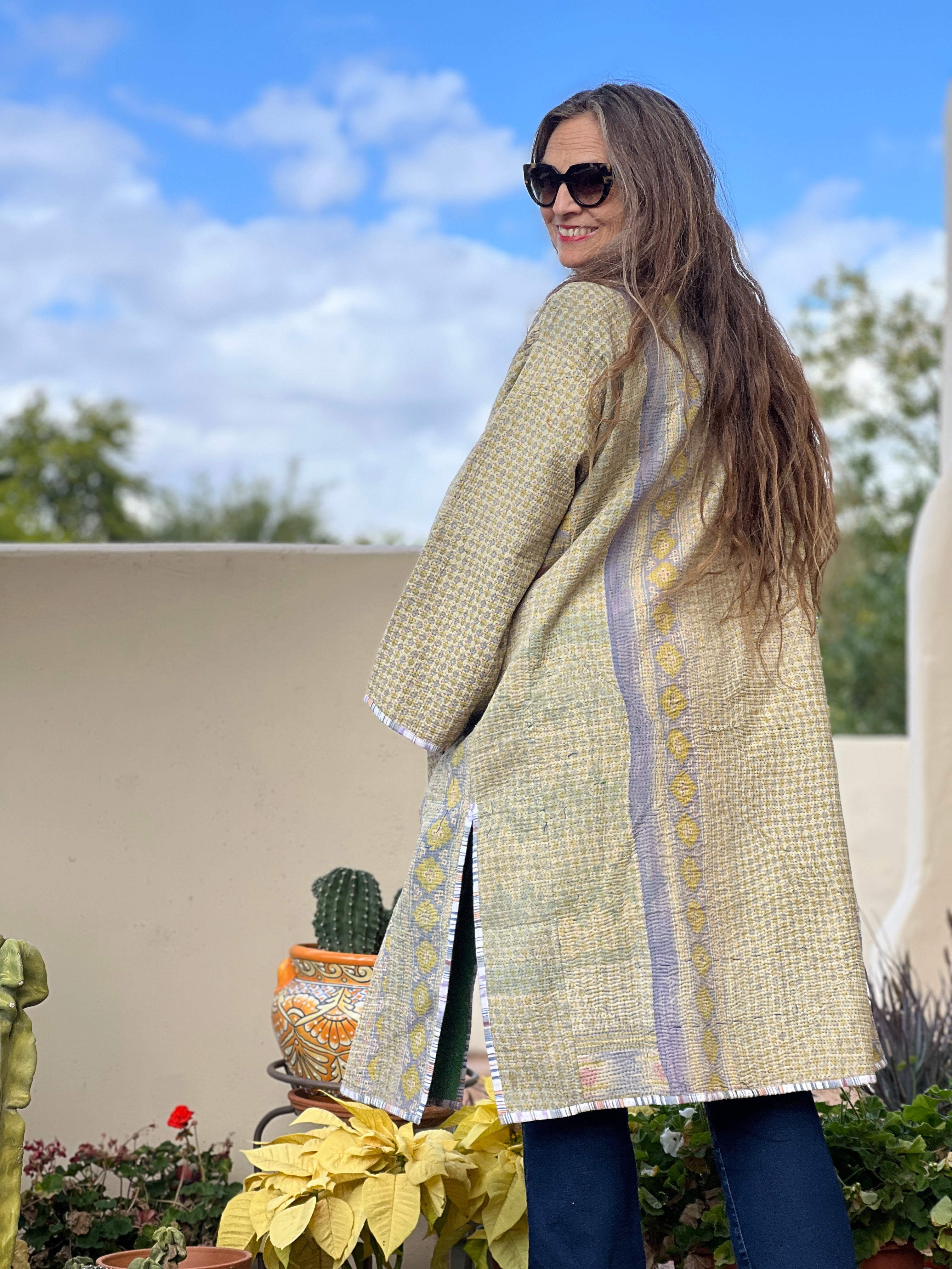 Megha cotton quilted vintage kantha coat