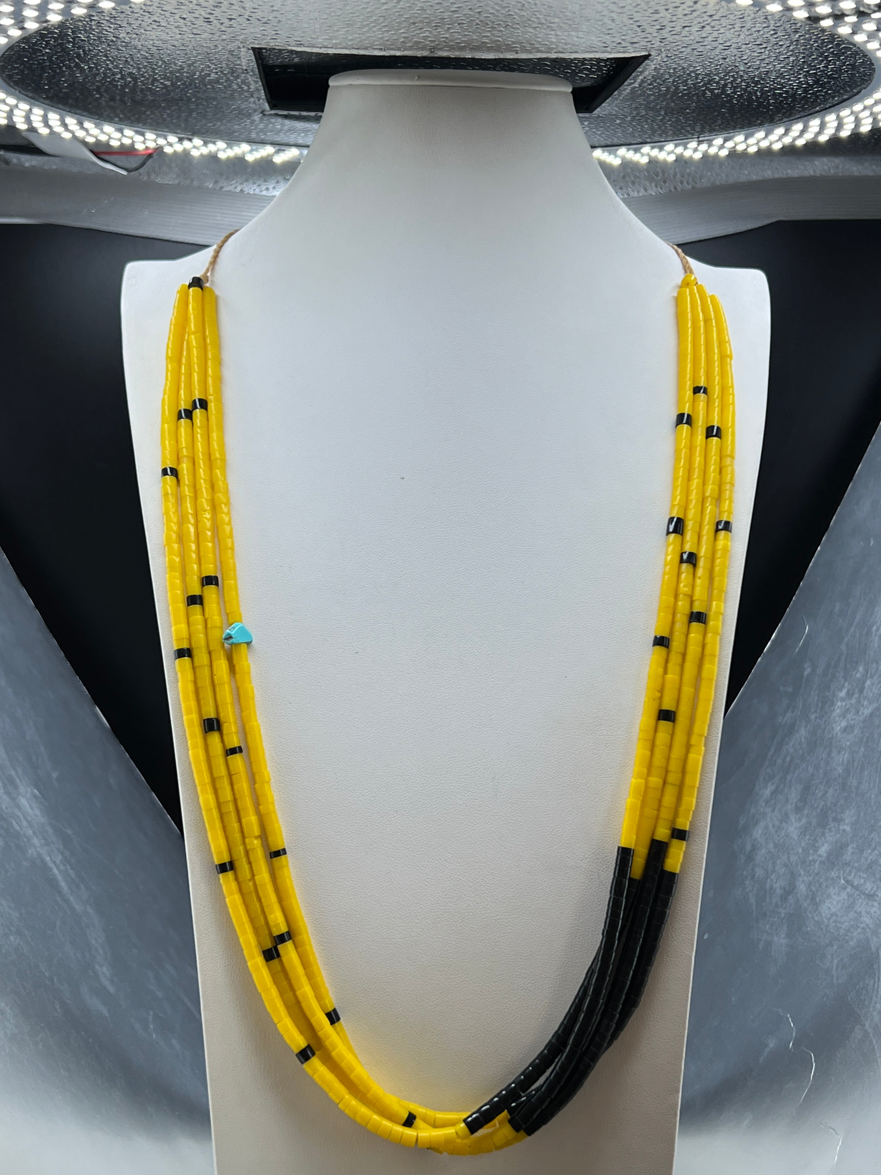 Yellow Serpentine and Black Jet Santo Domingo Necklace