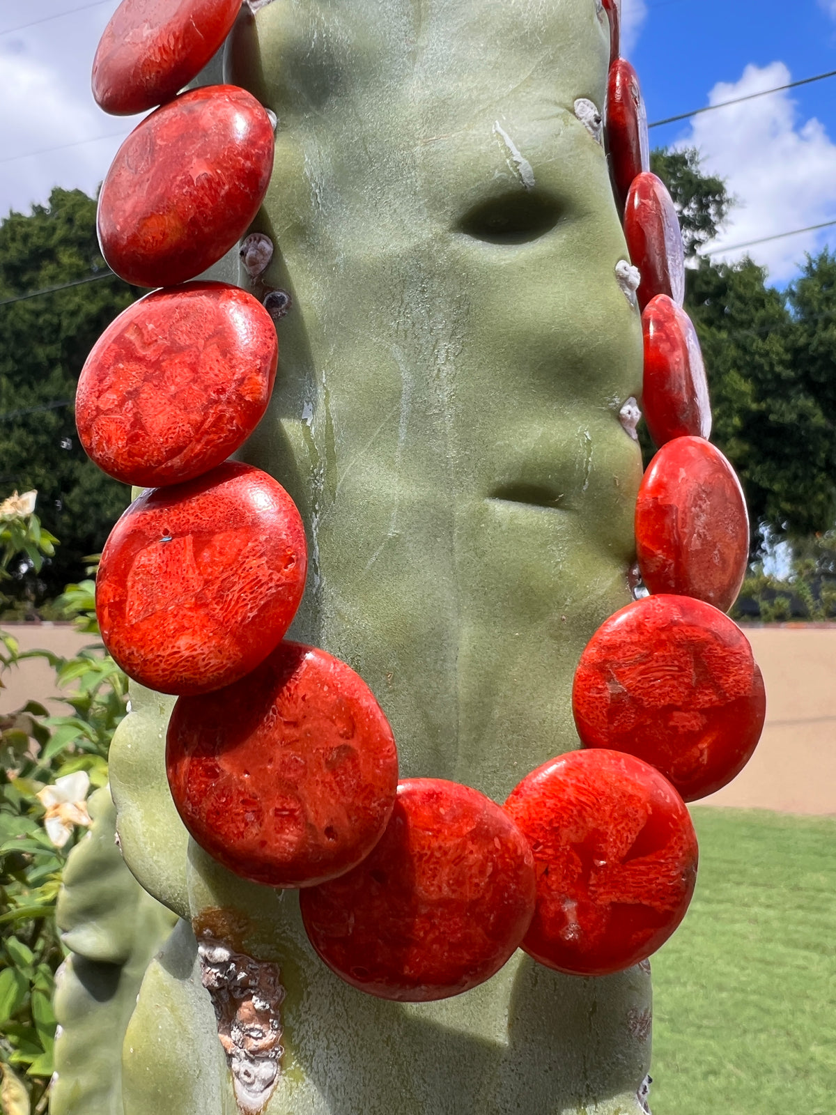 Apple Coral and Turquoise Disc Necklace Santo Domingo