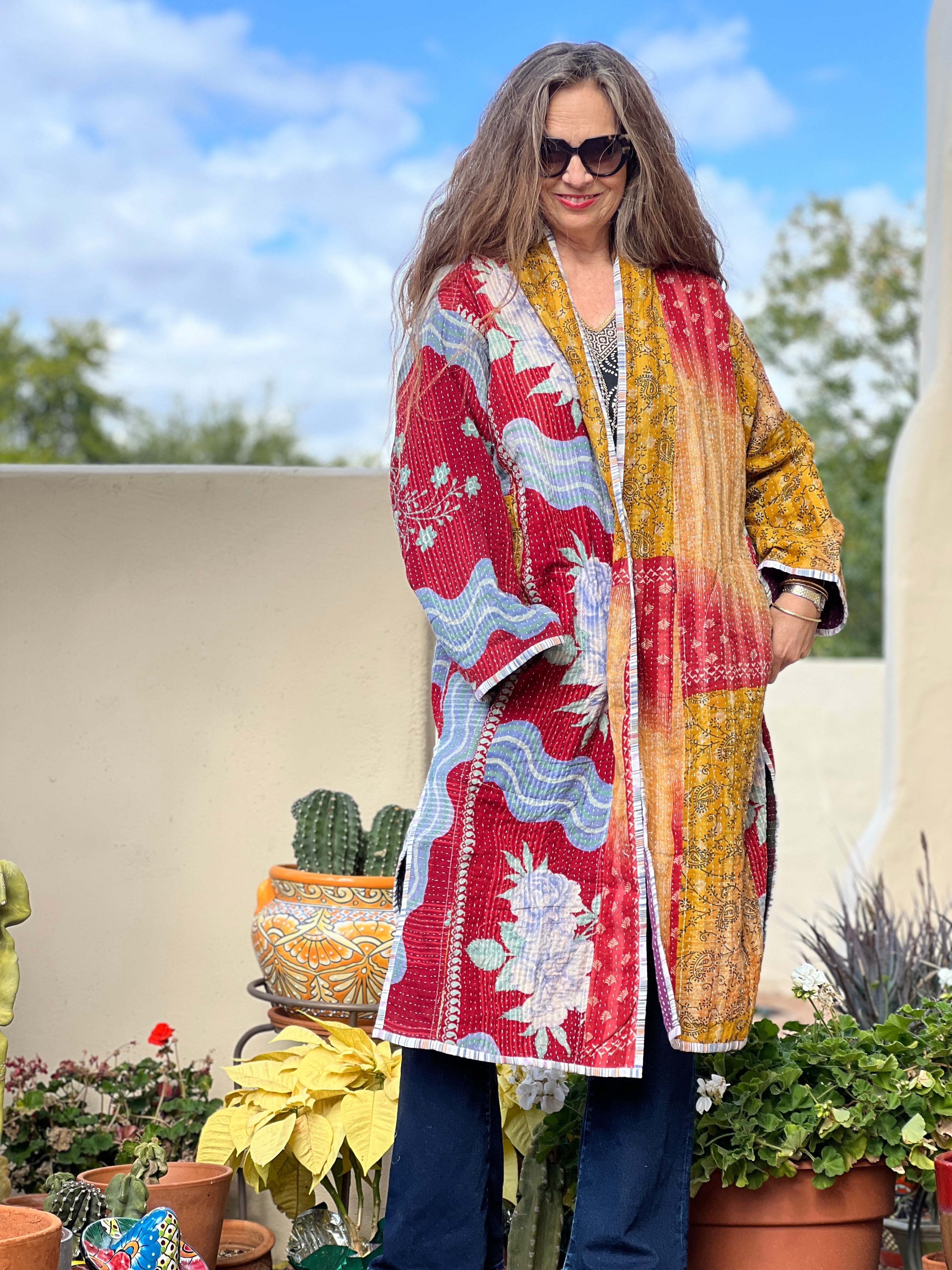 Sayuri cotton quilted vintage kantha coat