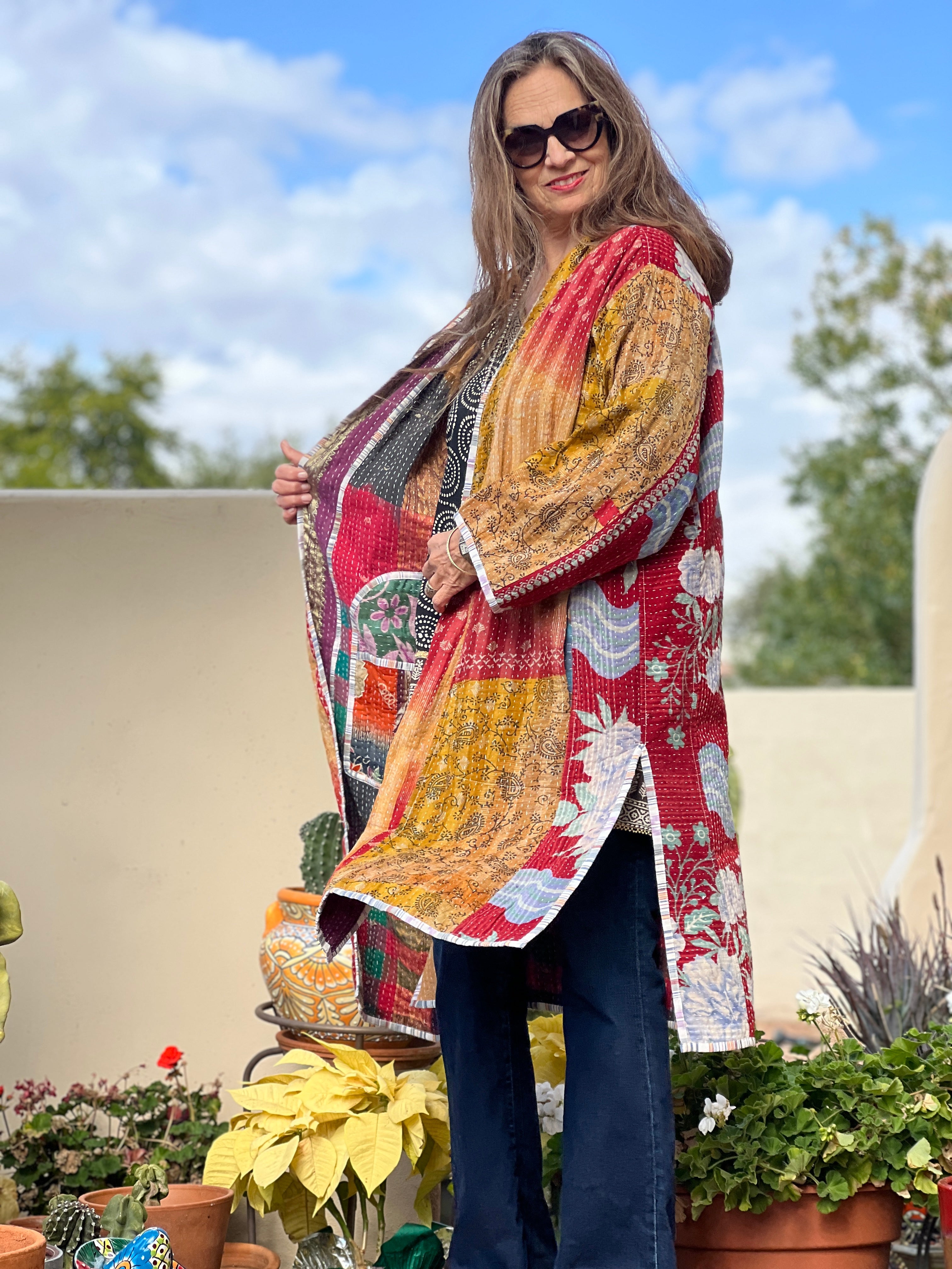 Sayuri cotton quilted vintage kantha coat