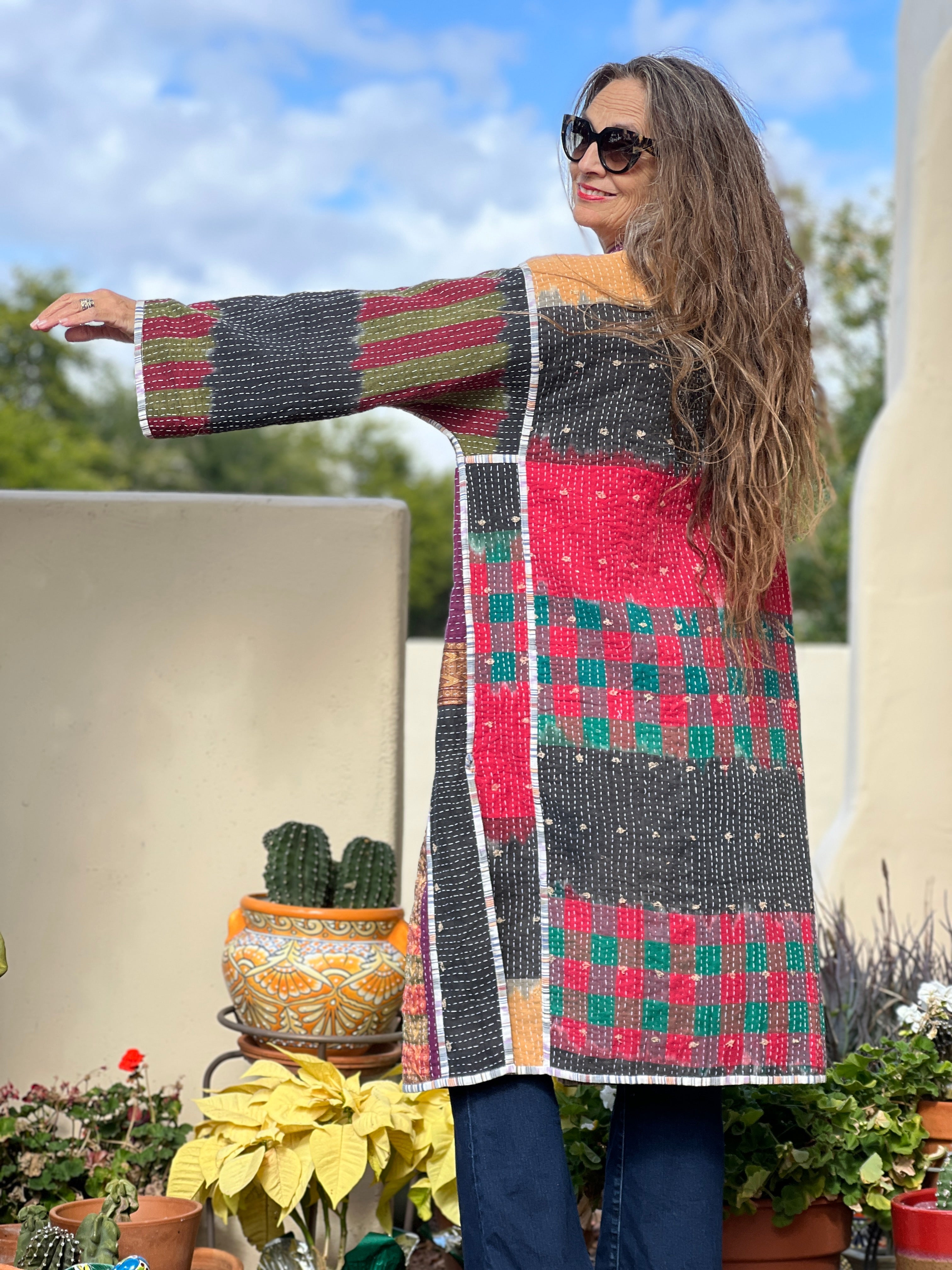 Sayuri cotton quilted vintage kantha coat