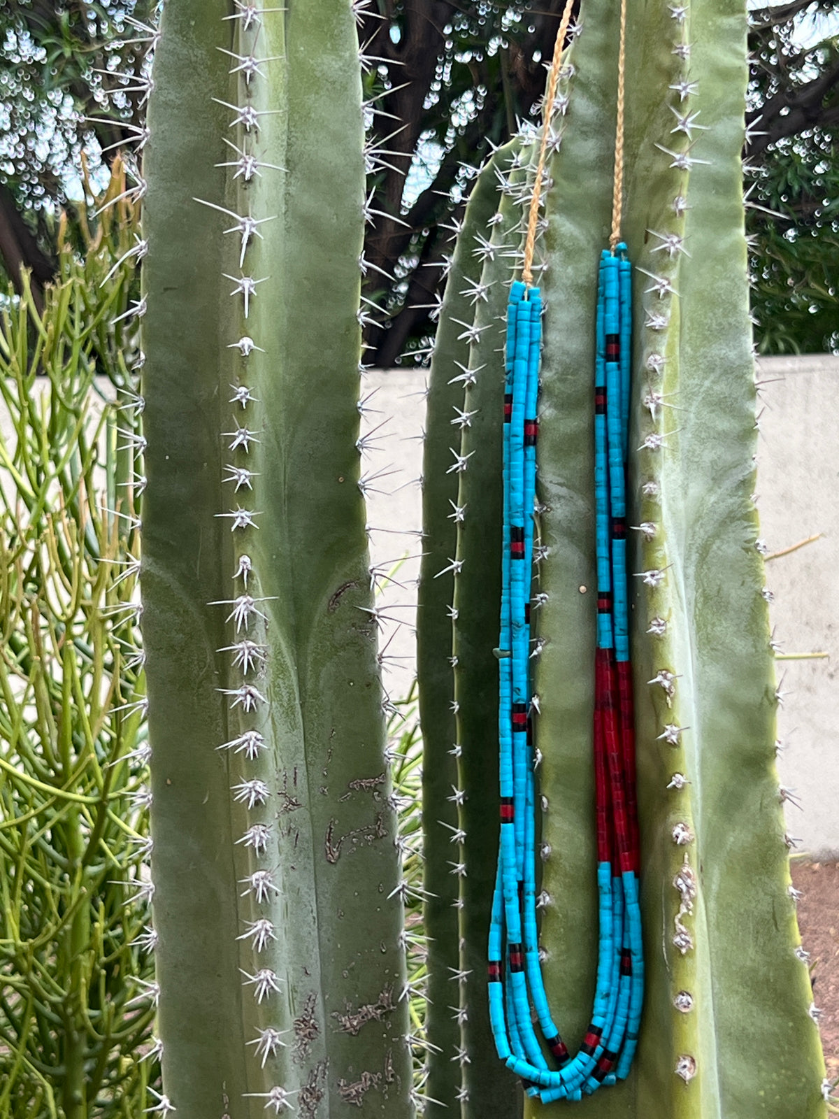 Turquoise and Apple Coral Santo Domingo Necklace