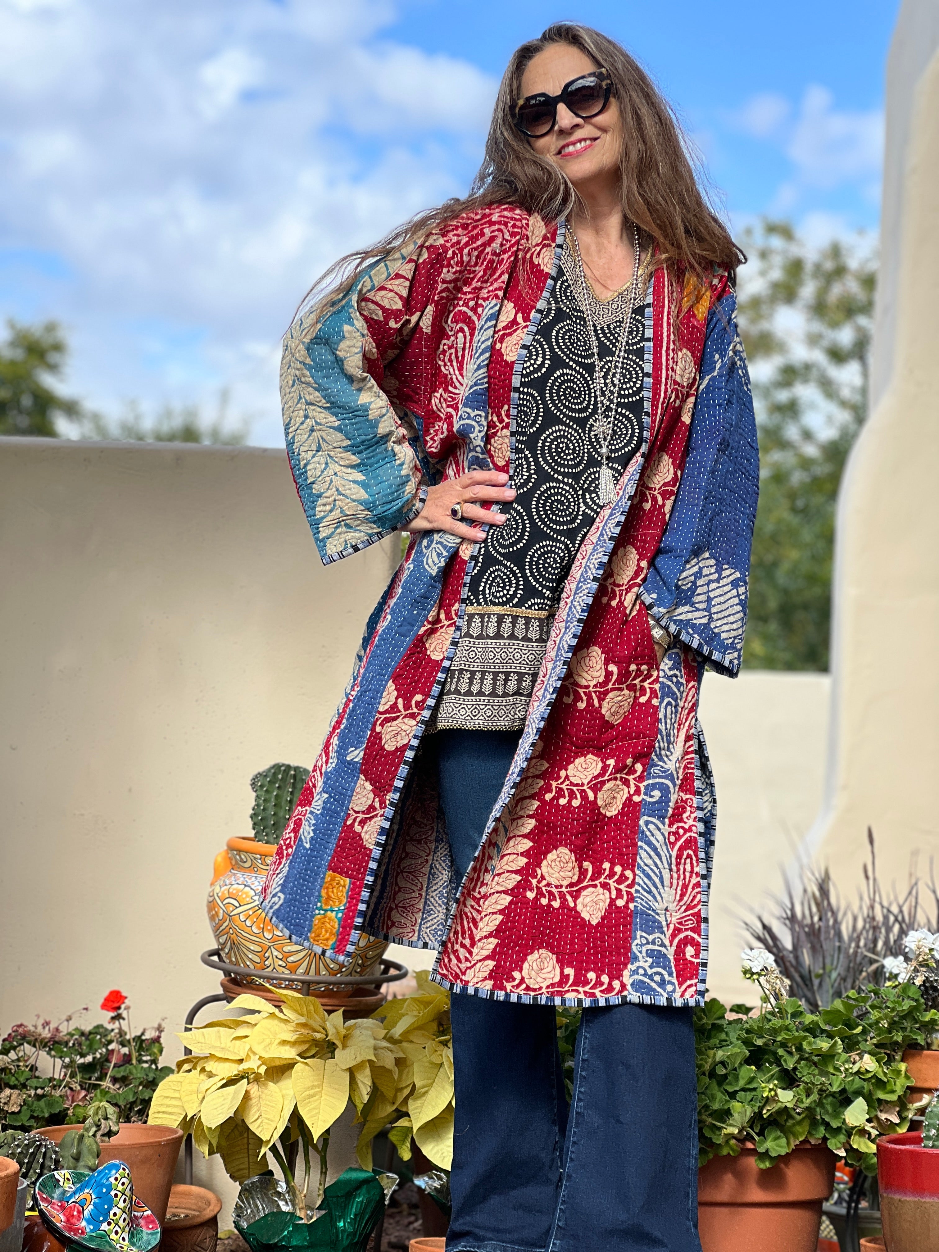 Ritah Cotton Vintage Quilted Kantha Coat ONE OF KIND