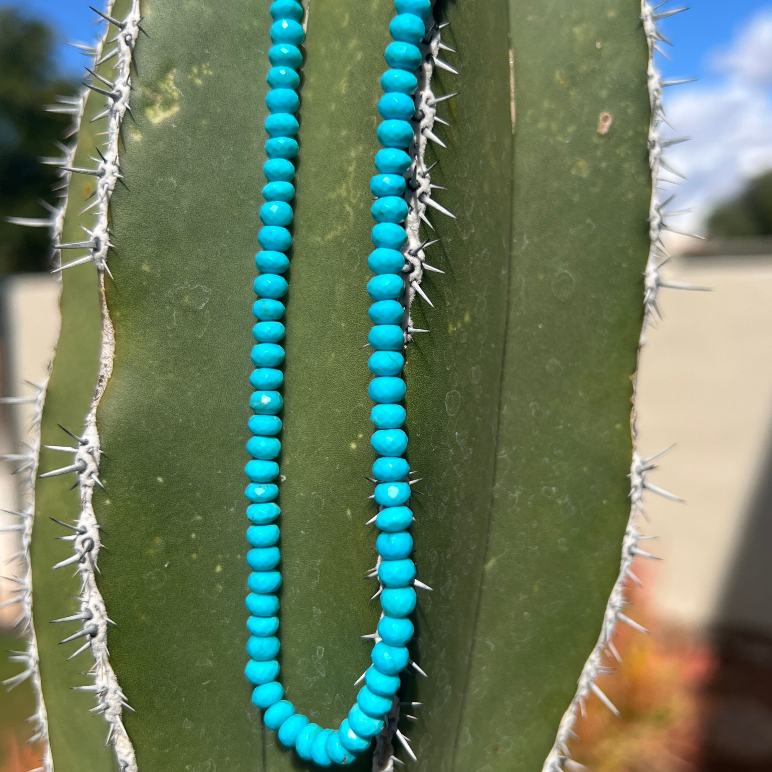 Faceted Sleeping Beauty Turquoise and 18Kt Gold Necklace