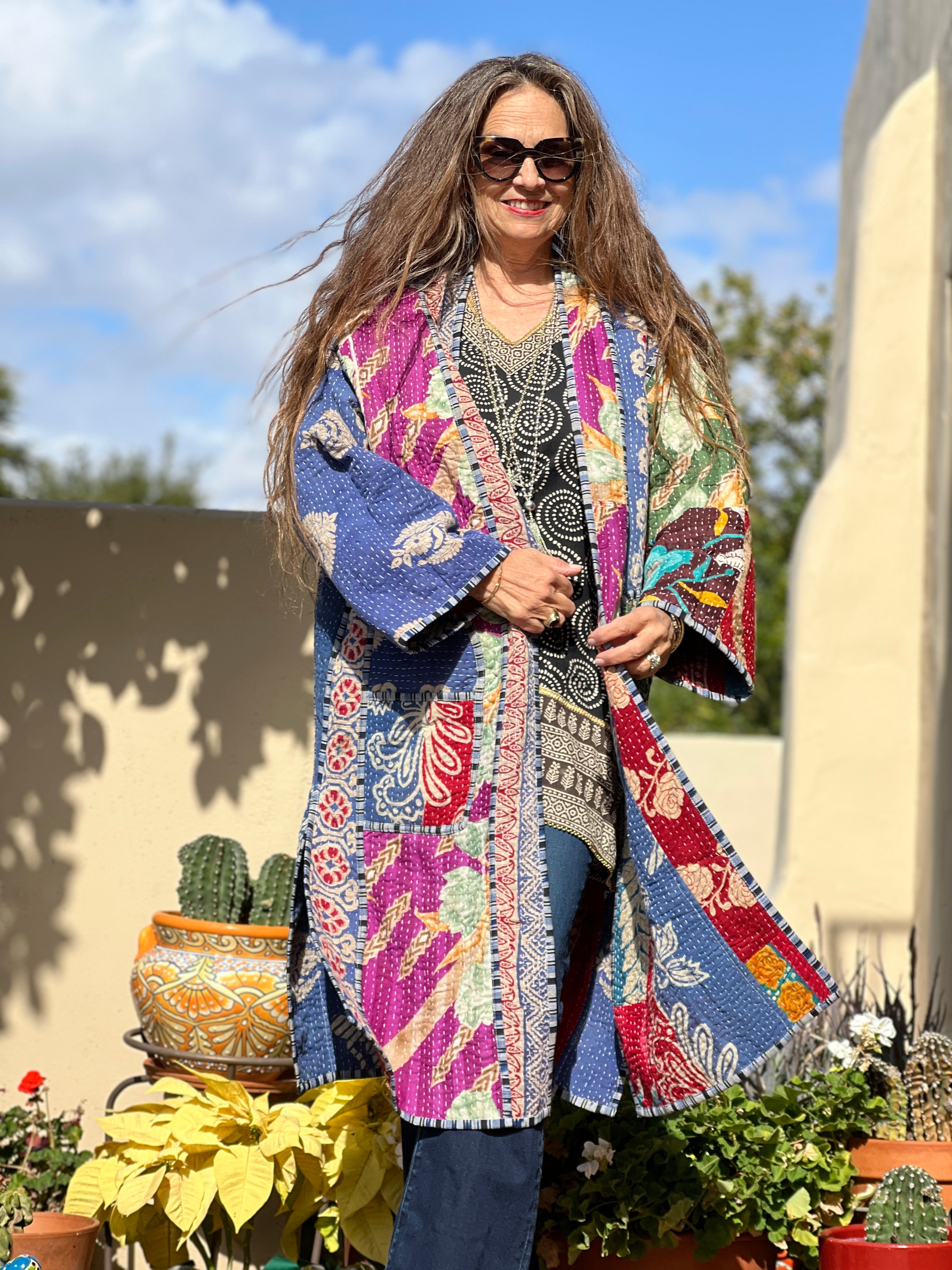 Ritah Cotton Vintage Quilted Kantha Coat ONE OF KIND