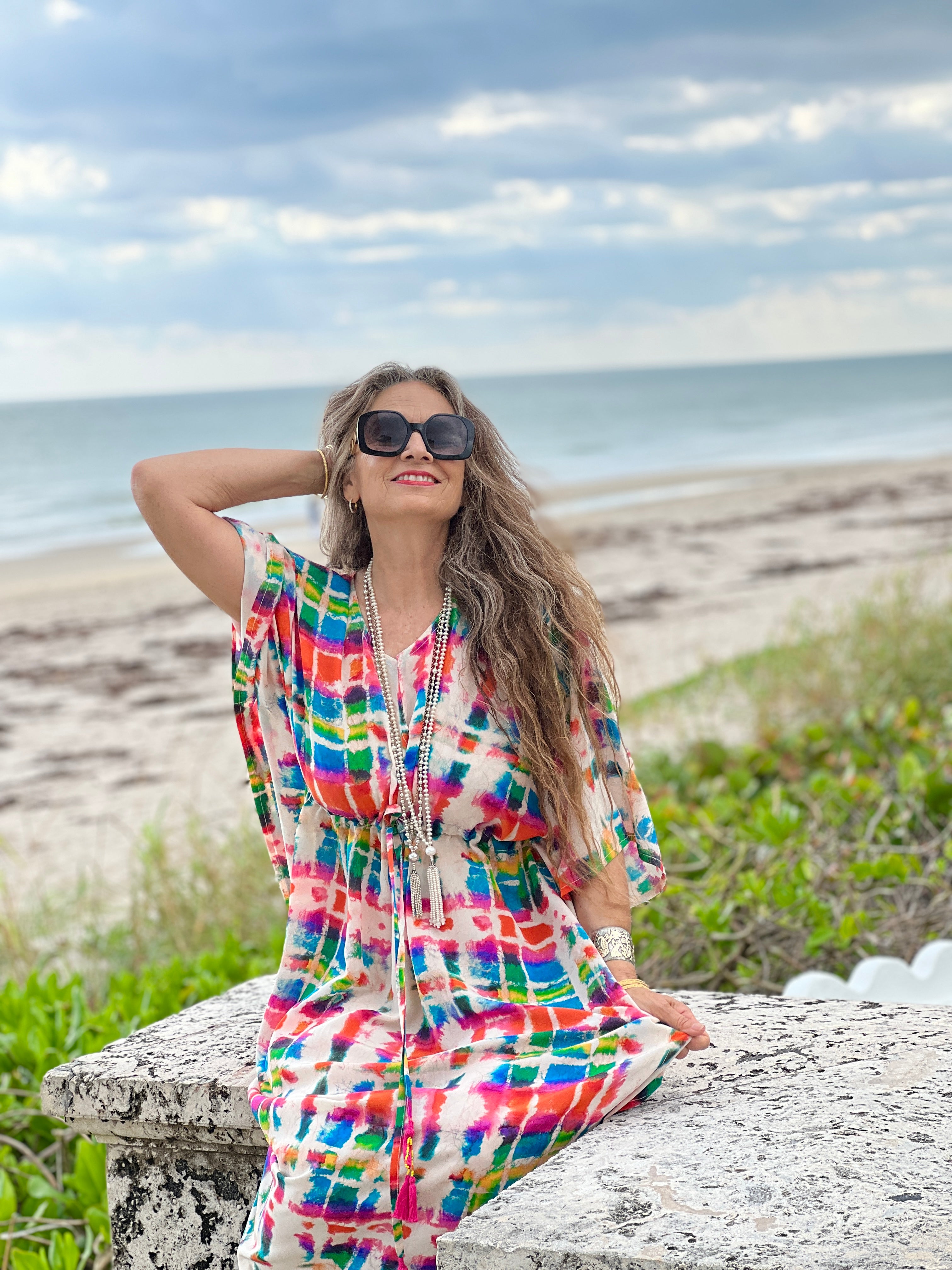 Allegria Italian Silk Maxi Kaftan Dress