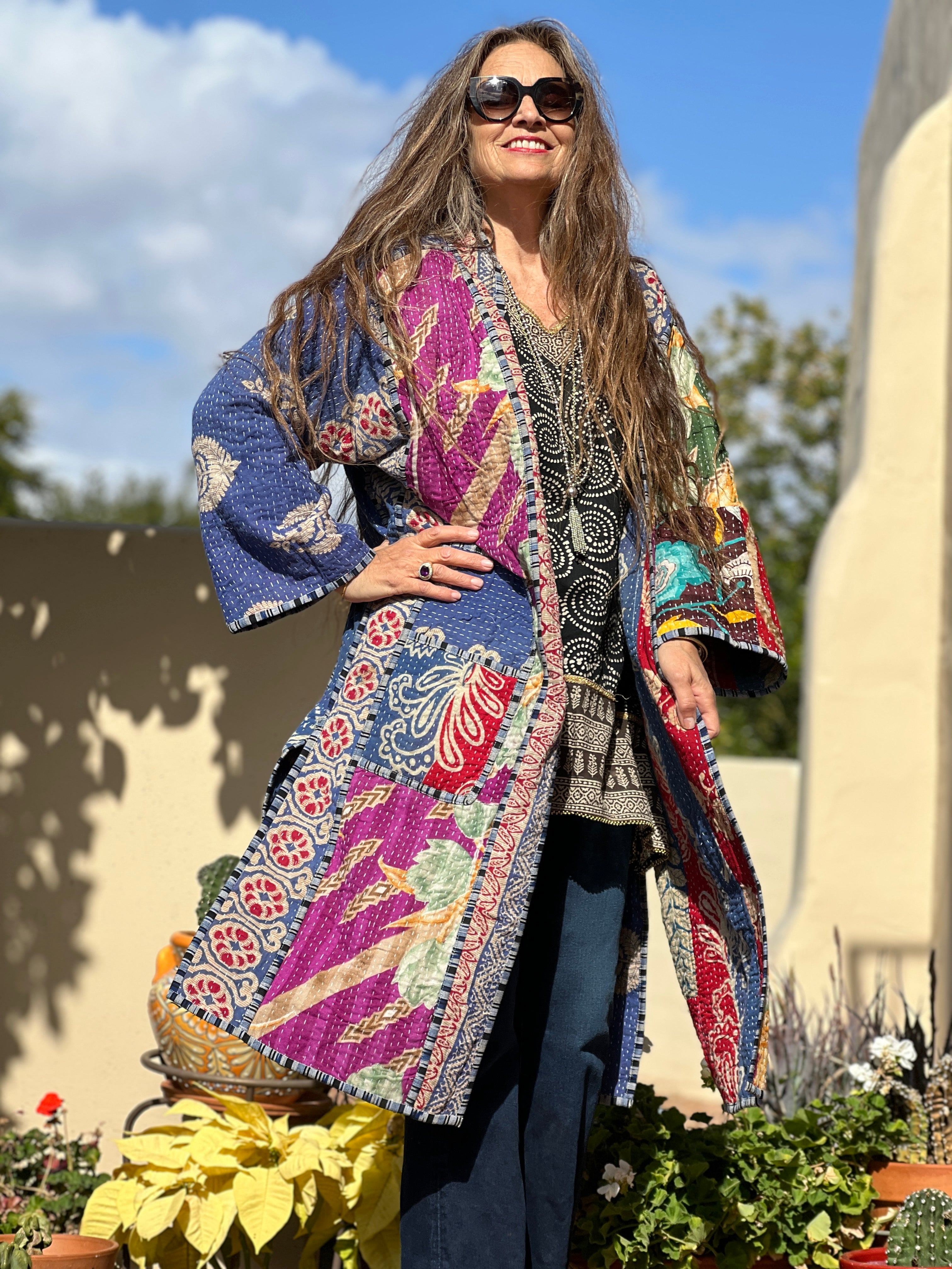 Ritah Cotton Vintage Quilted Kantha Coat ONE OF KIND