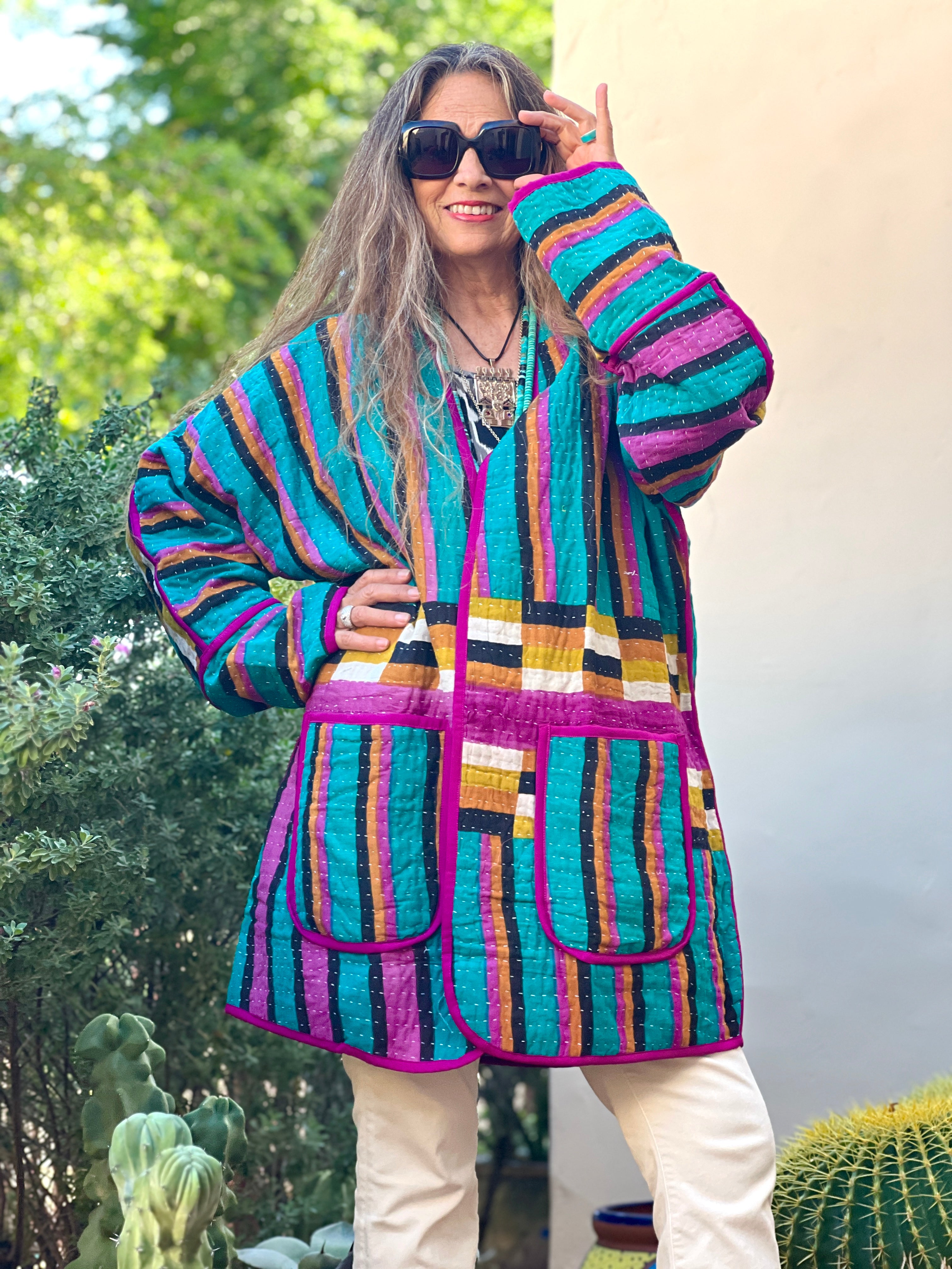 Pallana Cotton Kantha Coat One of a Kind