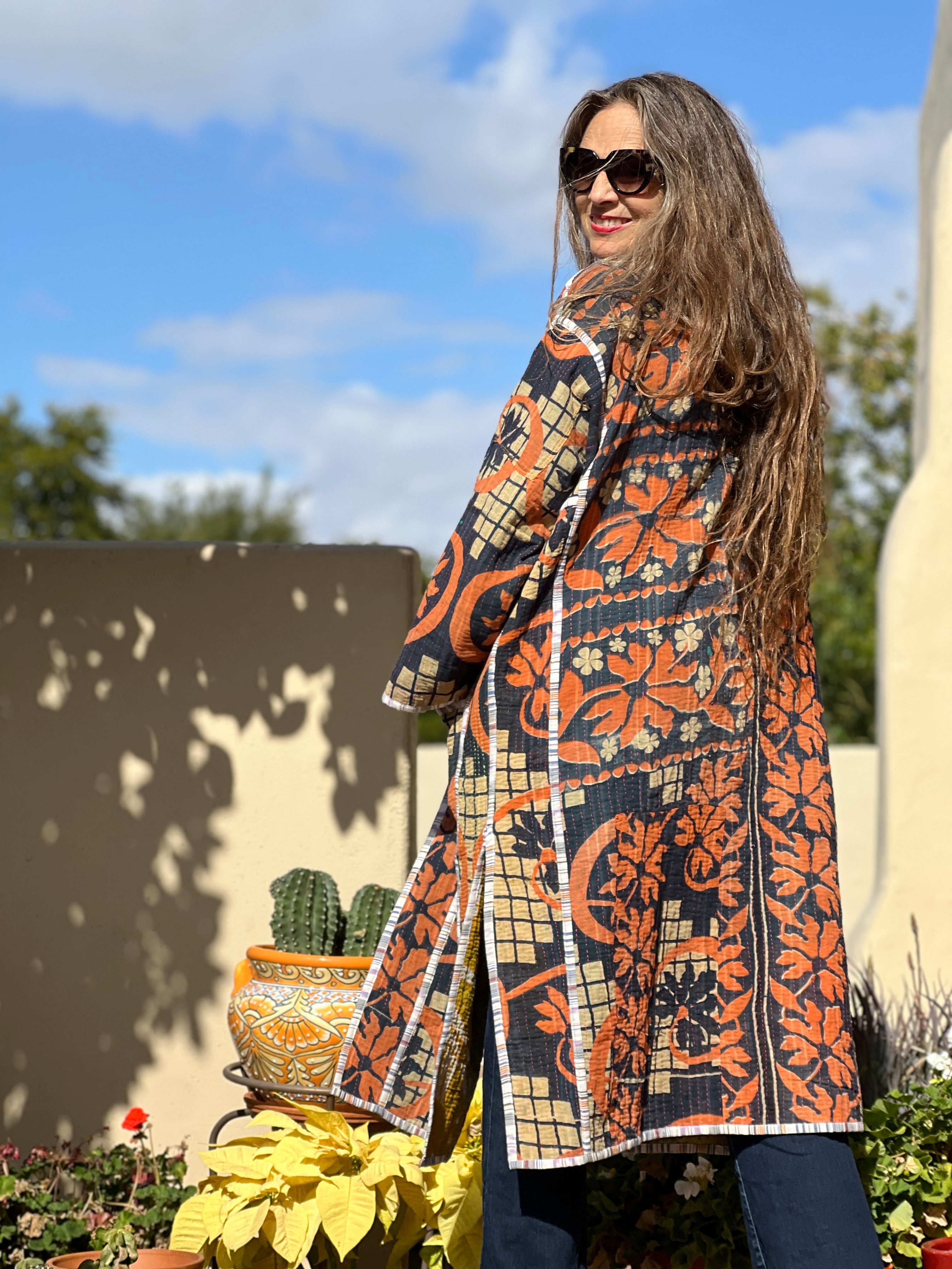 Aalia Vintage Cotton Kantha Coat One of a Kind