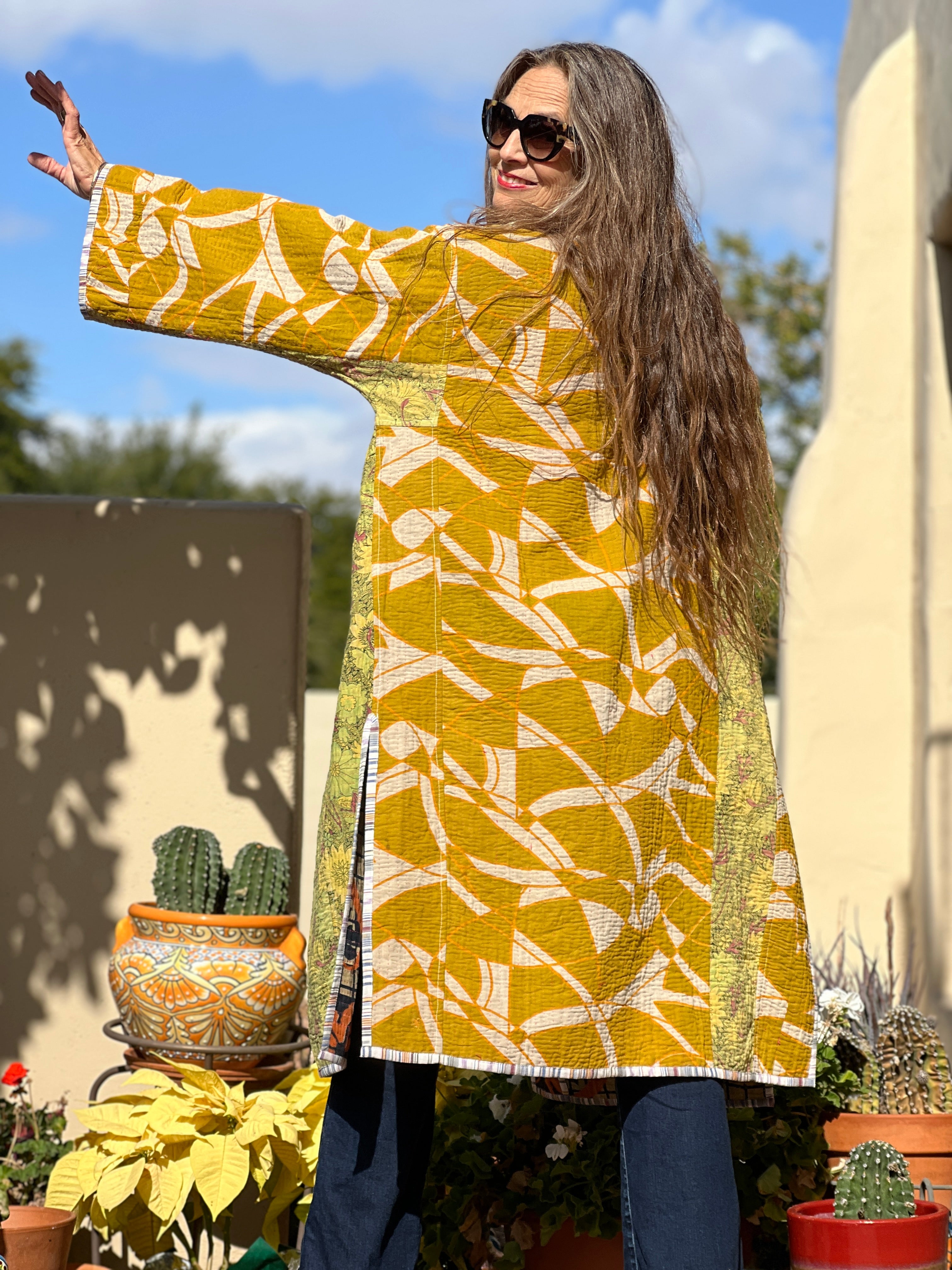 Aalia Vintage Cotton Kantha Coat One of a Kind