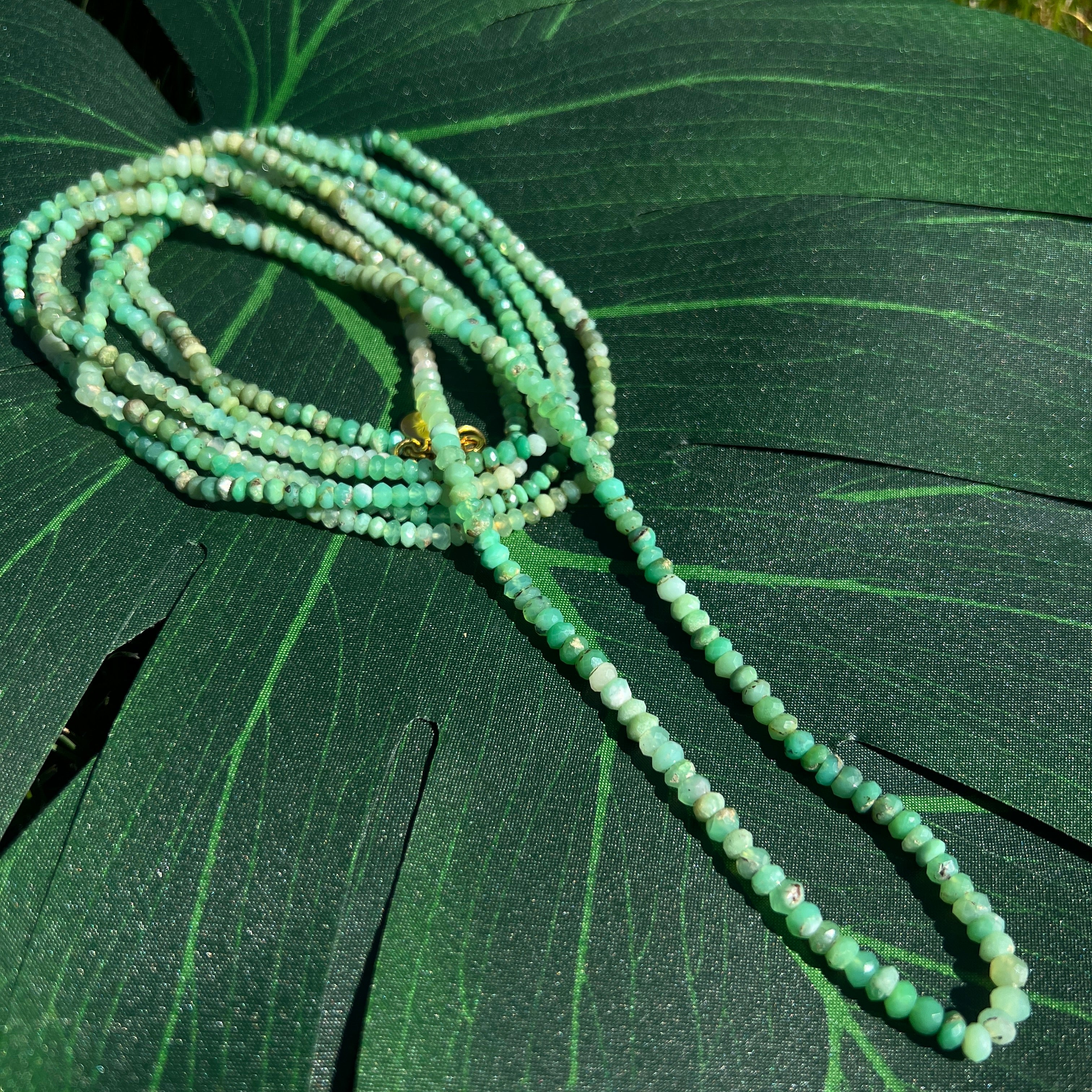 Faceted Chrysoprase Long Necklace