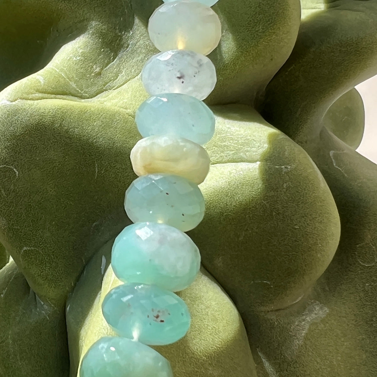 African Aqua Chalcedony  (Aquaprase) Faceted Choker Necklace